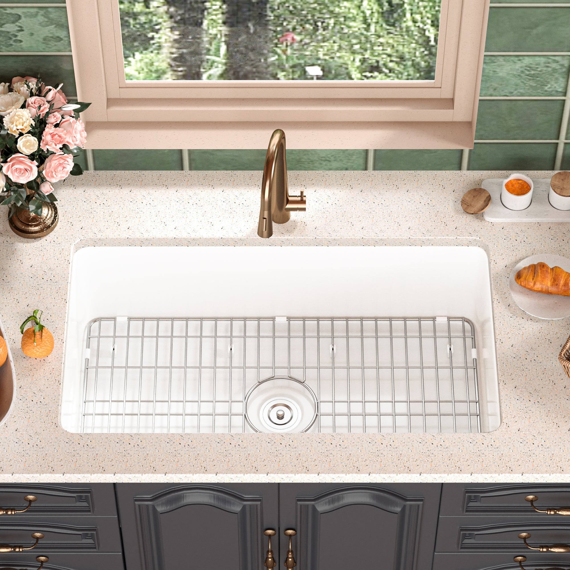 GLEN 31.89" L x 19.09" Rectangle Undermount Kitchen Sink, Large Capacity With Multiple Types