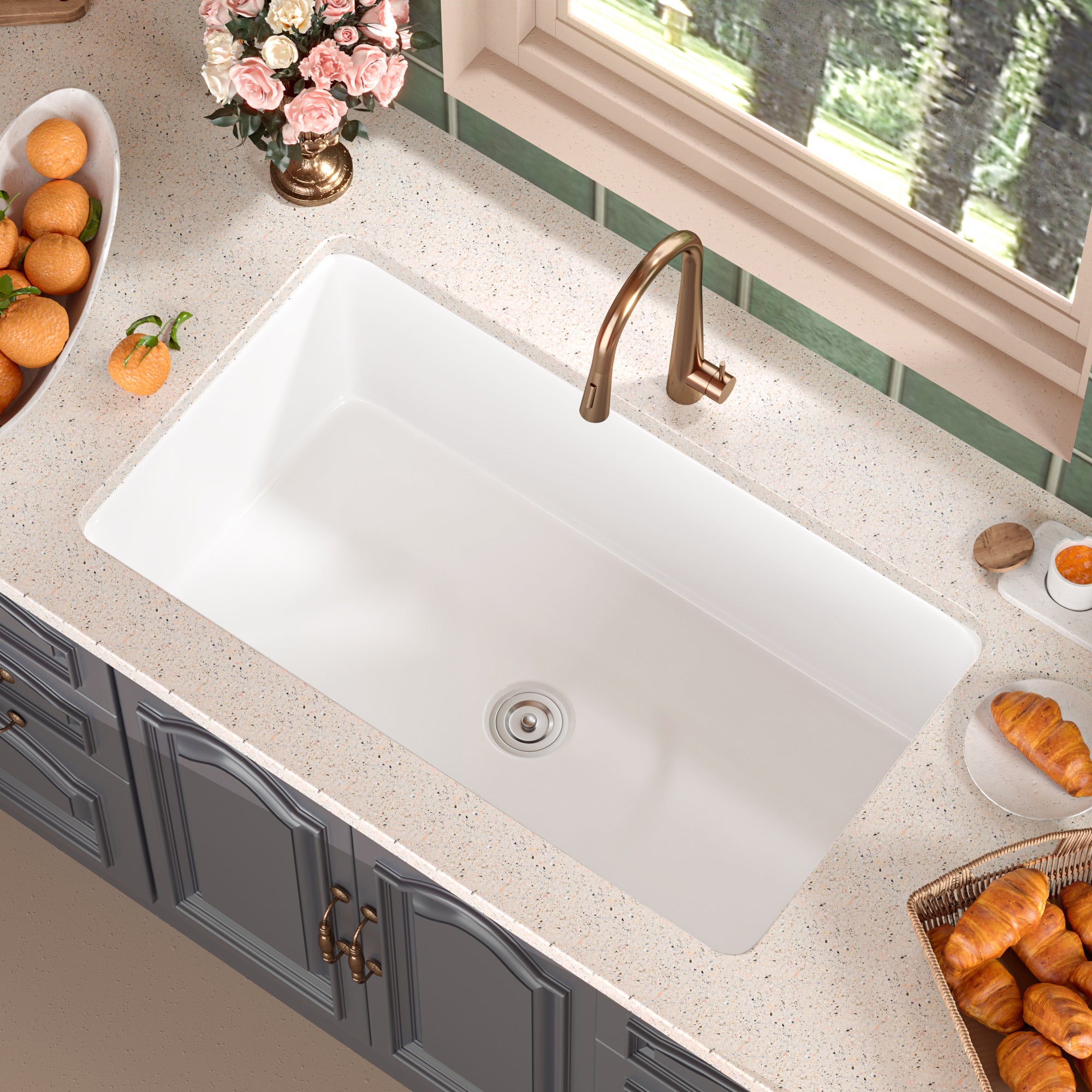 GLEN 31.89" L x 19.09" Rectangle Undermount Kitchen Sink, Large Capacity With Multiple Types