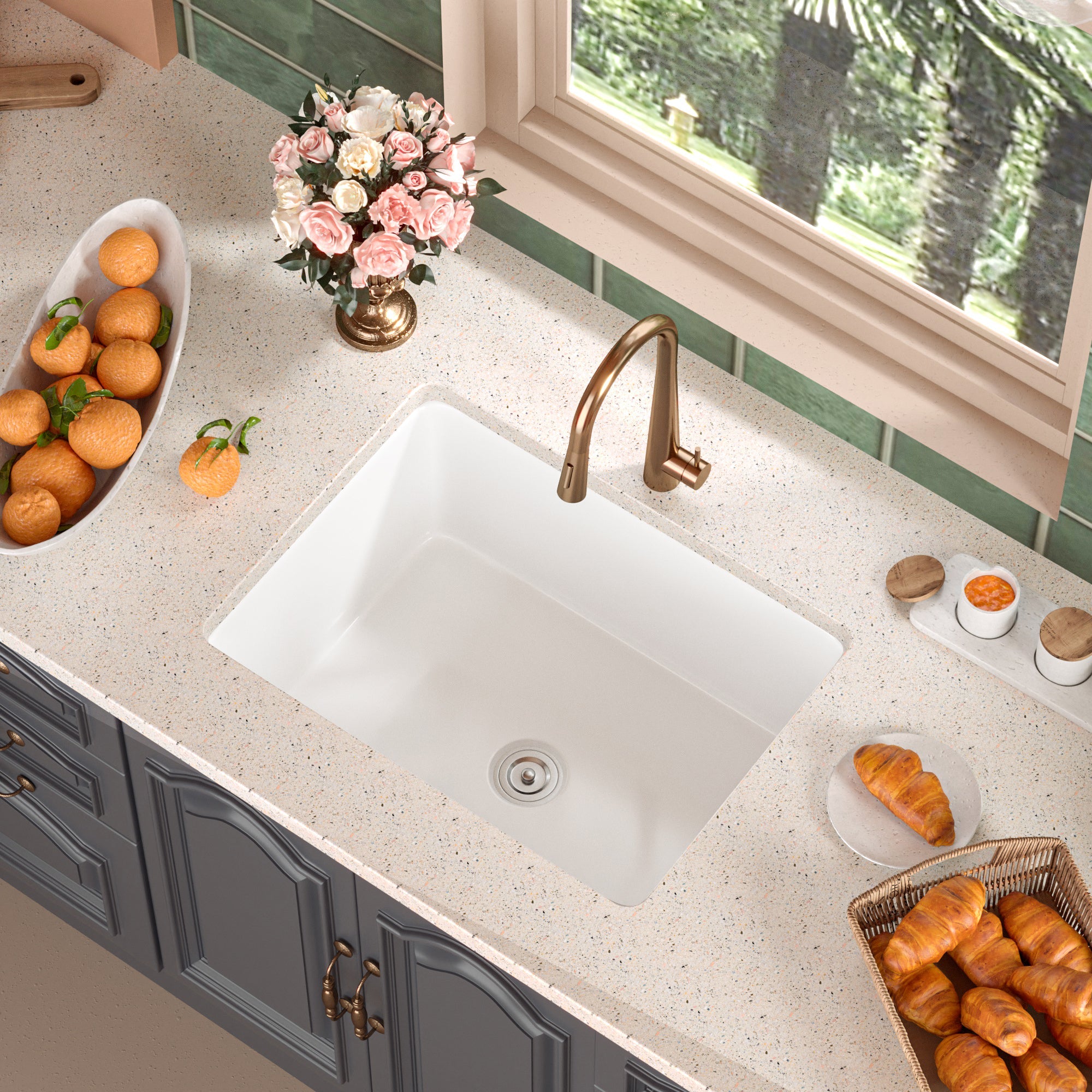 DeerValley Bath DeerValley DV-1K515 Glen Rectangle Fireclay 24.02" L x 18.70" W Farmhouse Kitchen Sink