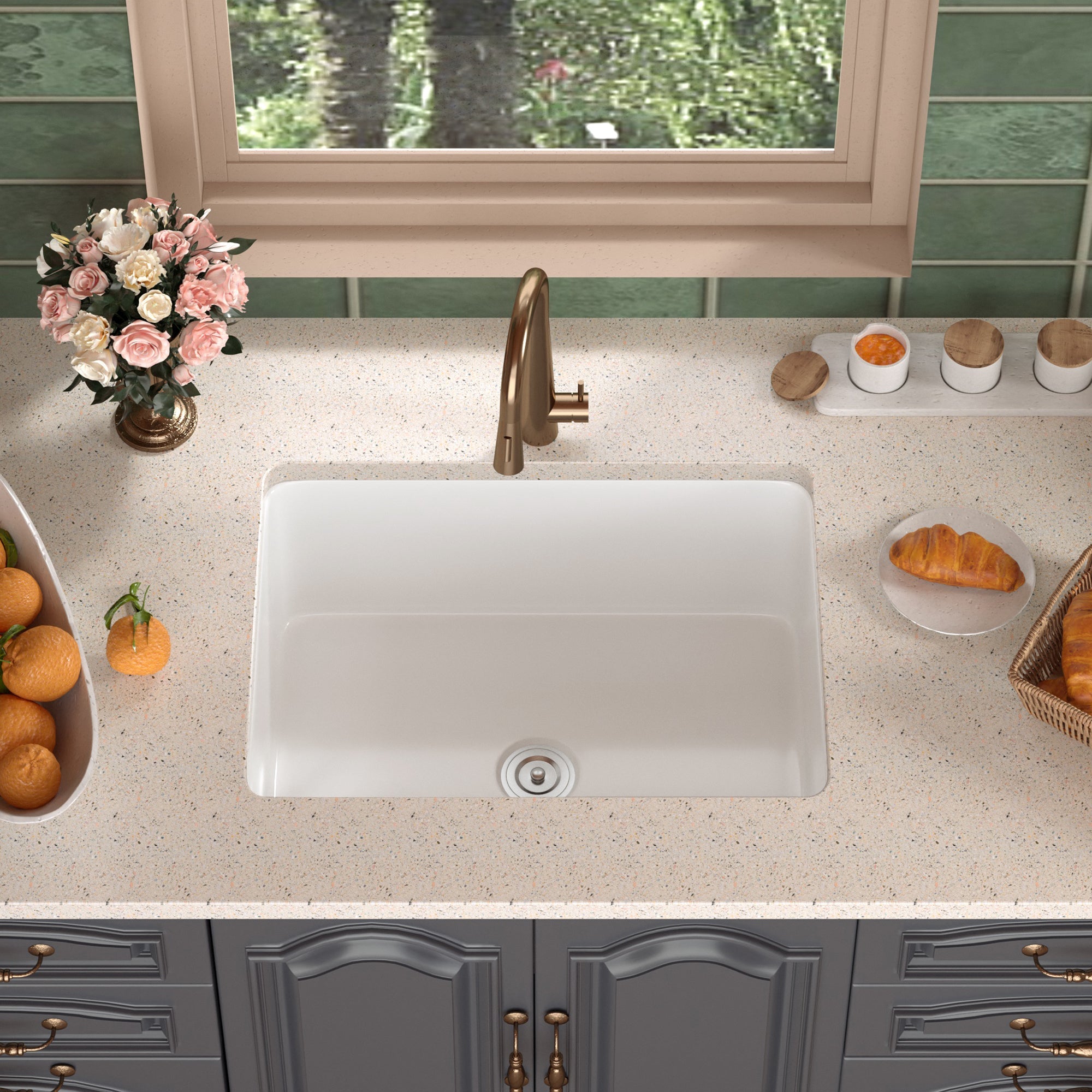 DeerValley Bath DeerValley DV-1K515 Glen Rectangle Fireclay 24.02" L x 18.70" W Farmhouse Kitchen Sink