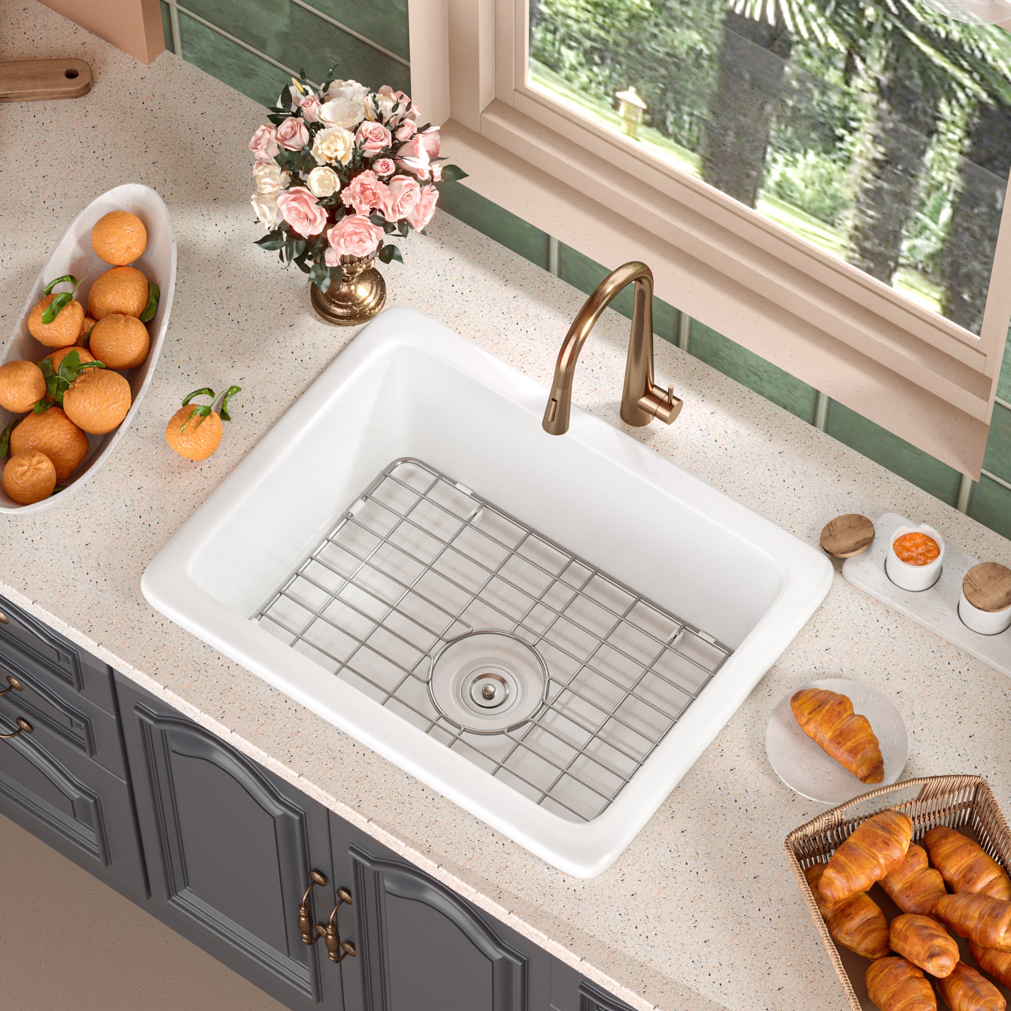 DeerValley Bath DeerValley DV-1K515 Glen Rectangle Fireclay 24.02" L x 18.70" W Farmhouse Kitchen Sink