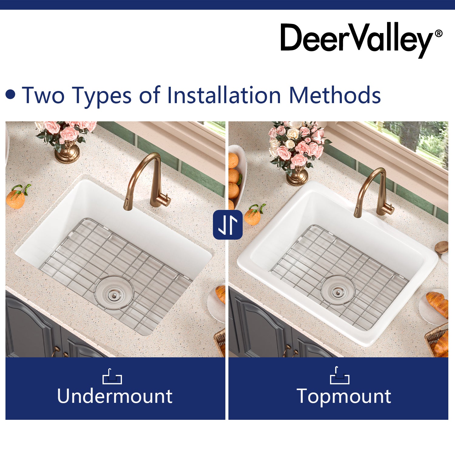 DeerValley Bath DeerValley DV-1K515 Glen Rectangle Fireclay 24.02" L x 18.70" W Farmhouse Kitchen Sink