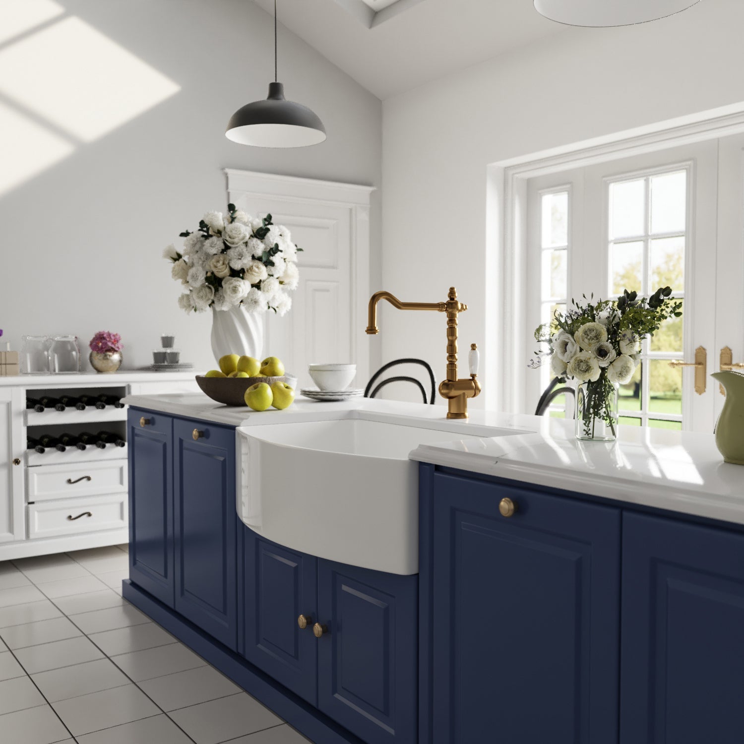 GROVE 33" L x 21" W Farmhouse Kitchen Sink, Corrosion-Resistant With Multiple Sizes