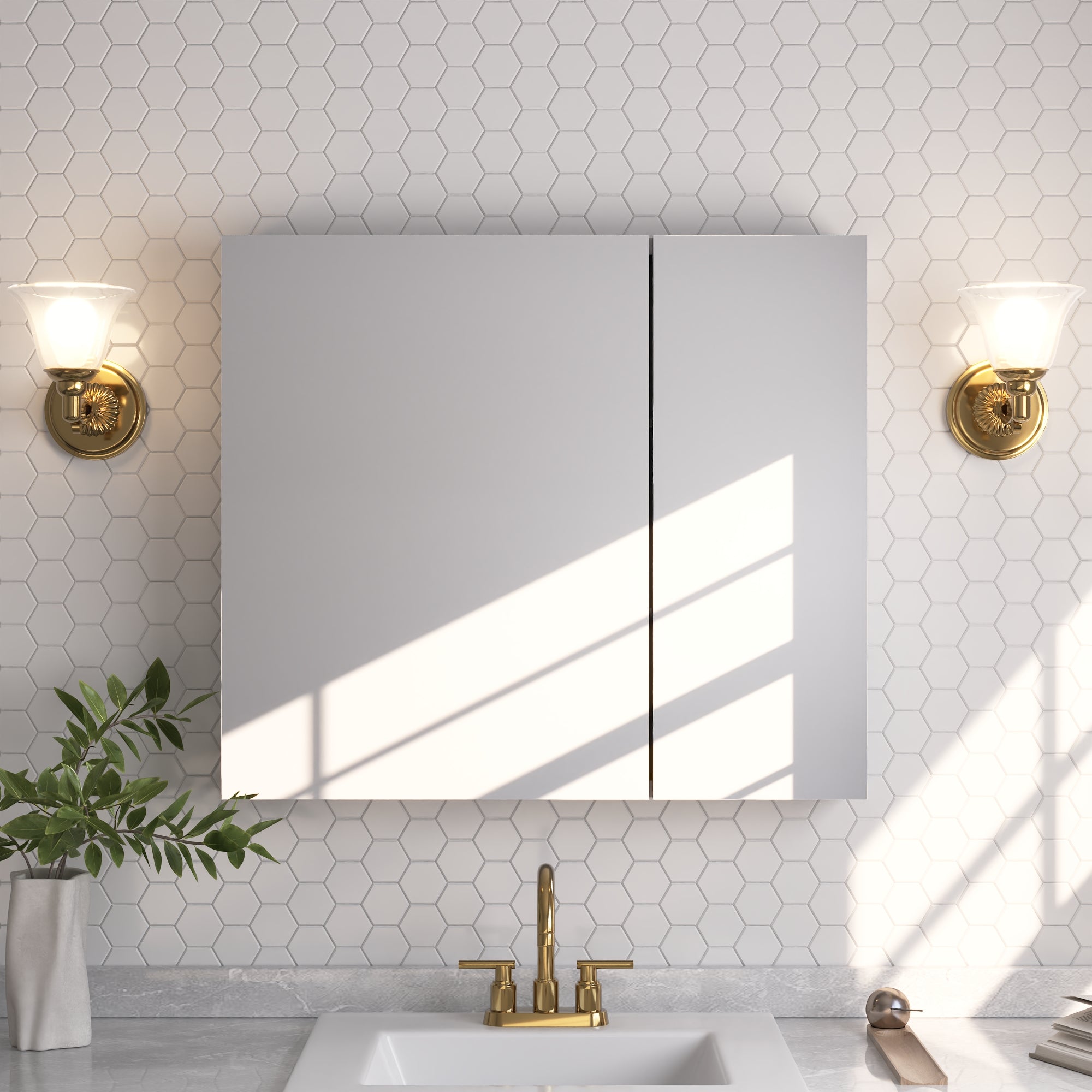 Rectangular Bathroom Medicine Cabinet, Frameless With Mirror With Multiple Types