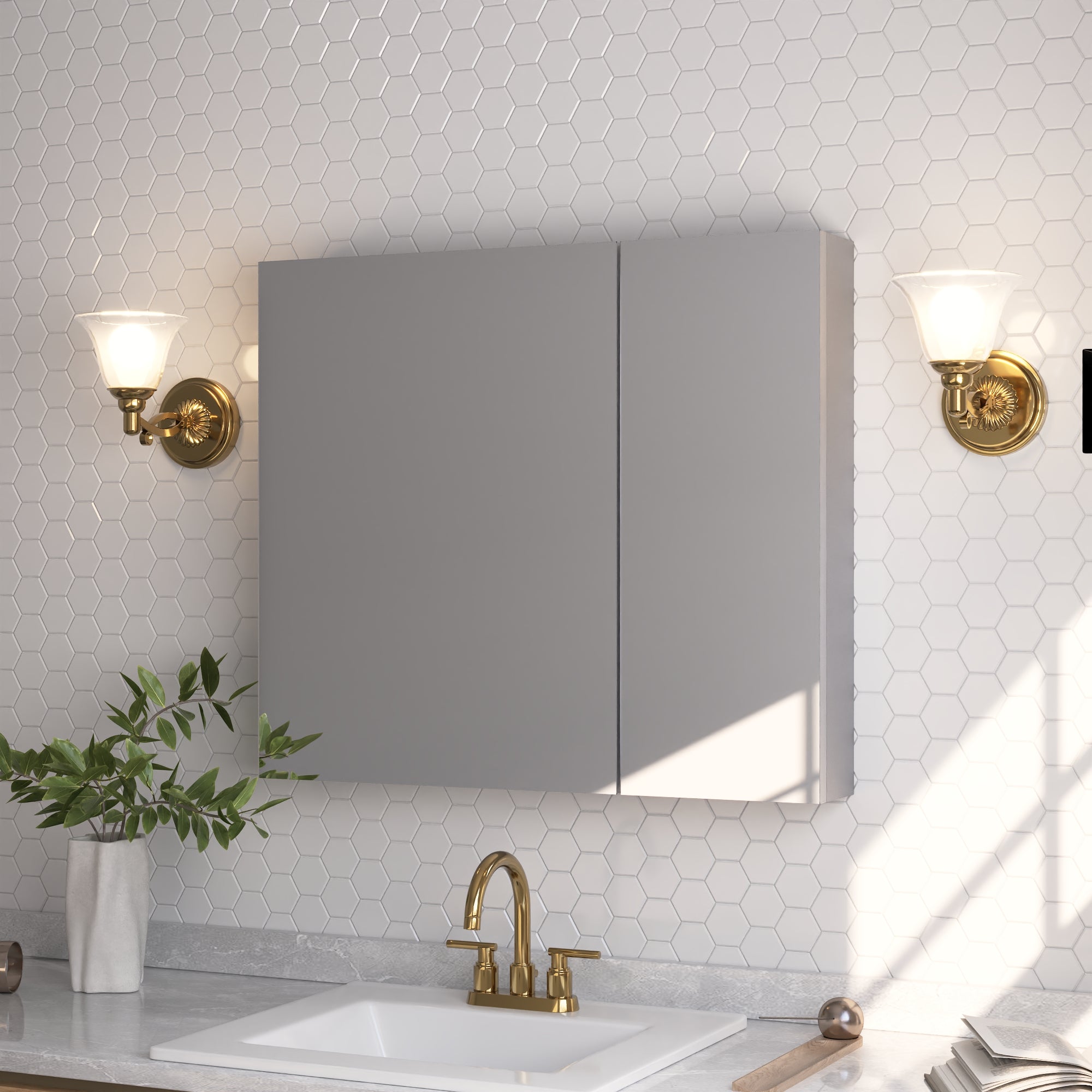 Rectangular Bathroom Medicine Cabinet, Frameless With Mirror With Multiple Types
