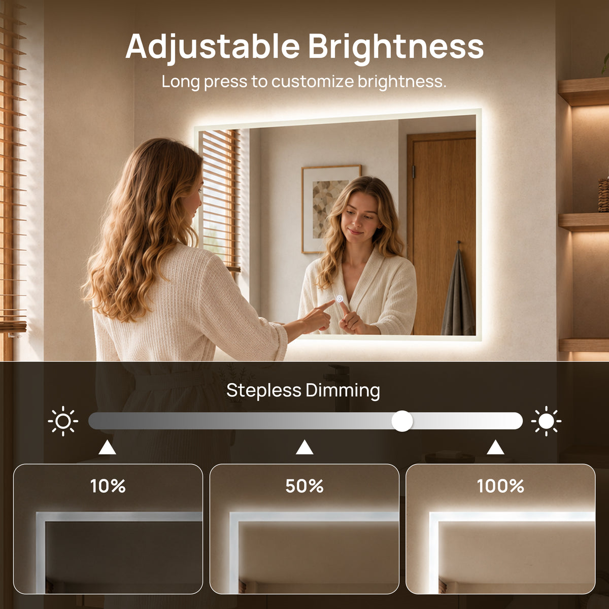 DeerValley DV-1MC0245 36" x 24" Frameless LED Bathroom Mirror with Anti-Fog