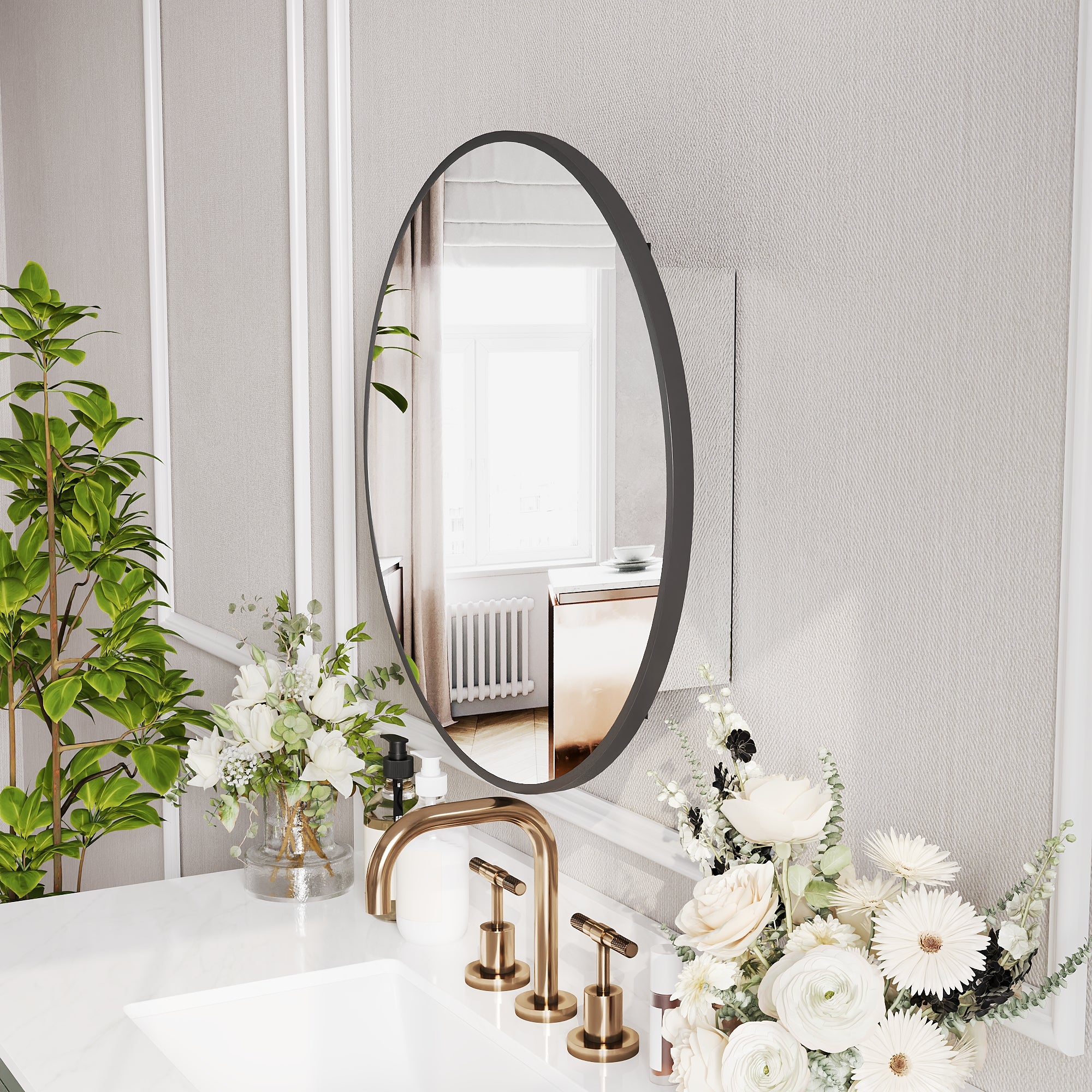 24" Round Door Aluminum Bathroom Medicine Cabinet, Wall Mounted Mirror Cabinet with Interior Mirror, Adjustable Glass Shelves, Rust-Resistant & Soft-Closing Hinge, Modern Space-Saving Design