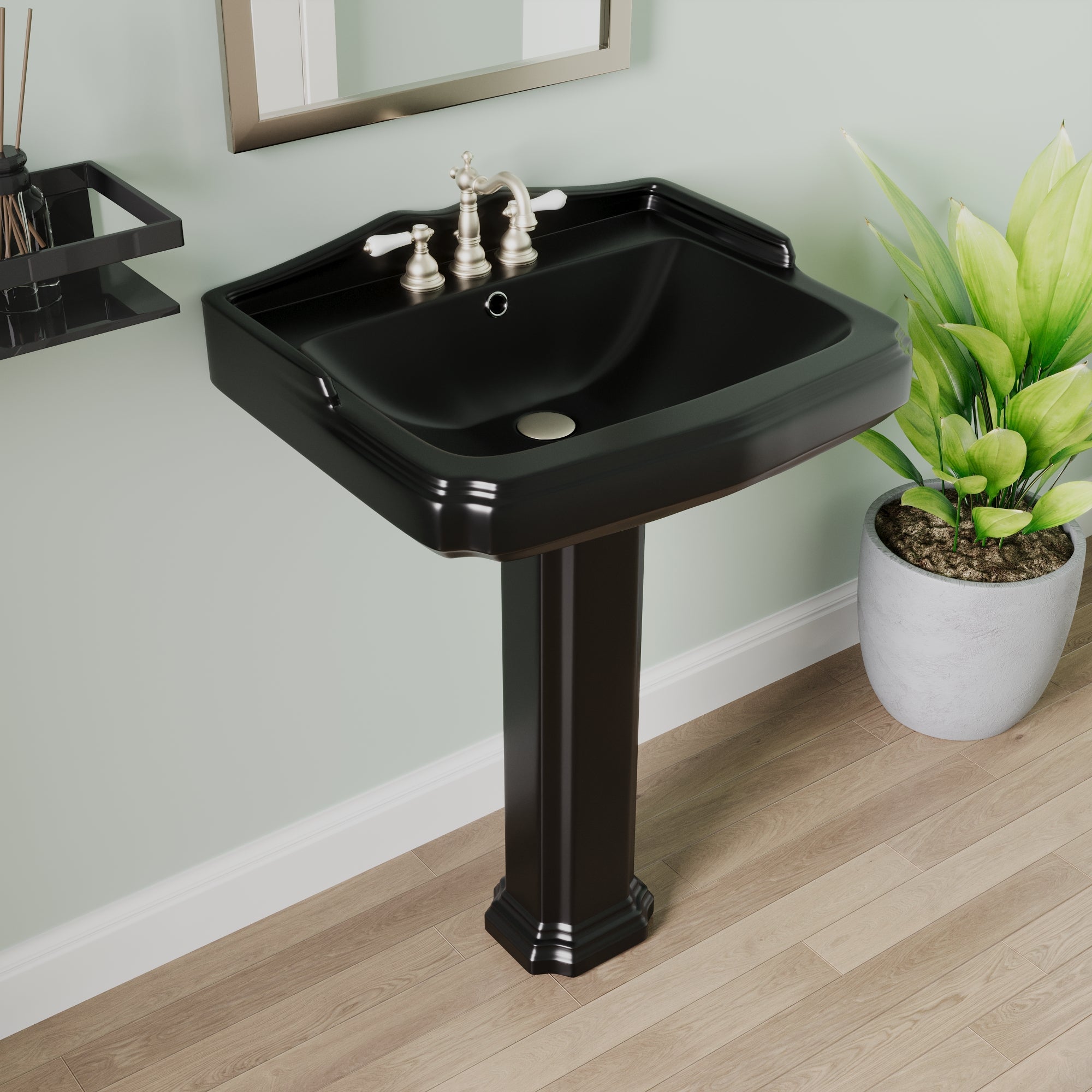 DYNASTY 23" X 19" Rectangular Pedestal Bathroom Sink, Overflow Hole With Multiple Colors and Types