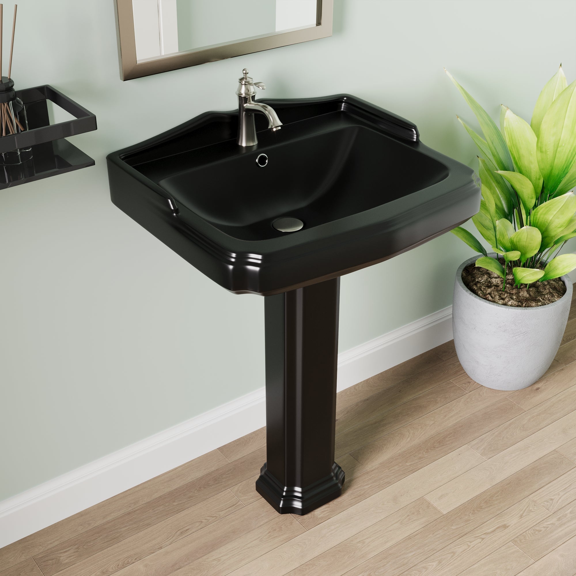 DYNASTY 23" X 19" Rectangular Pedestal Bathroom Sink, Overflow Hole With Multiple Colors and Types