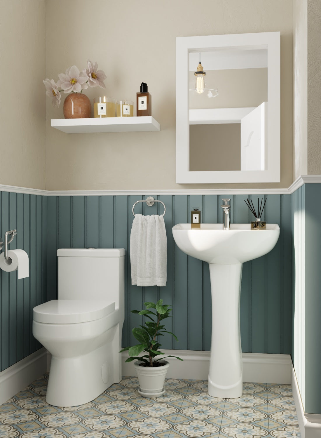 ALLY 20" X 17" U-Shape Pedestal Bathroom Sink, Overflow Hole With Multiple Types