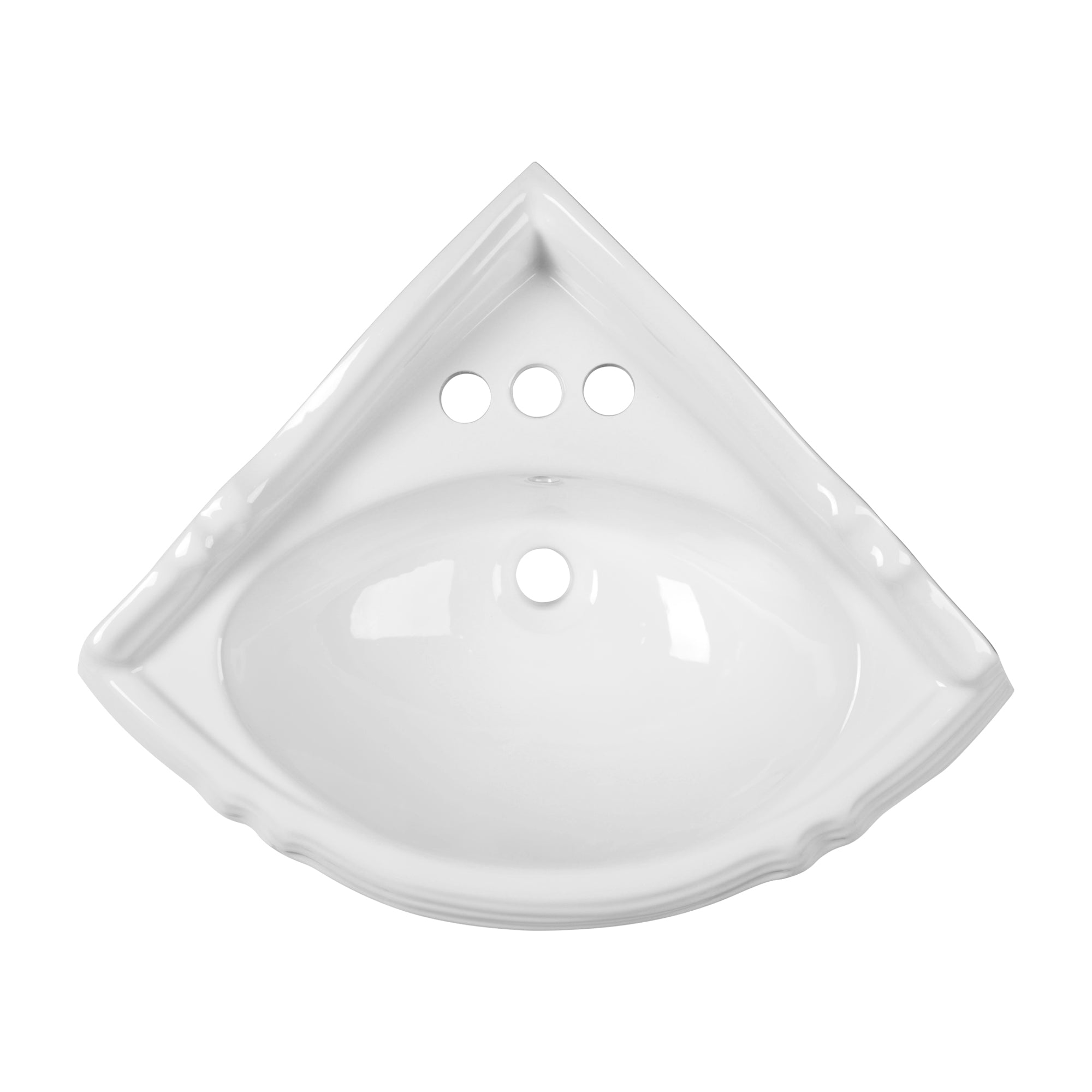 DYNASTY 26.77"L Triangle Pedestal Bathroom Sink, Overflow Hole