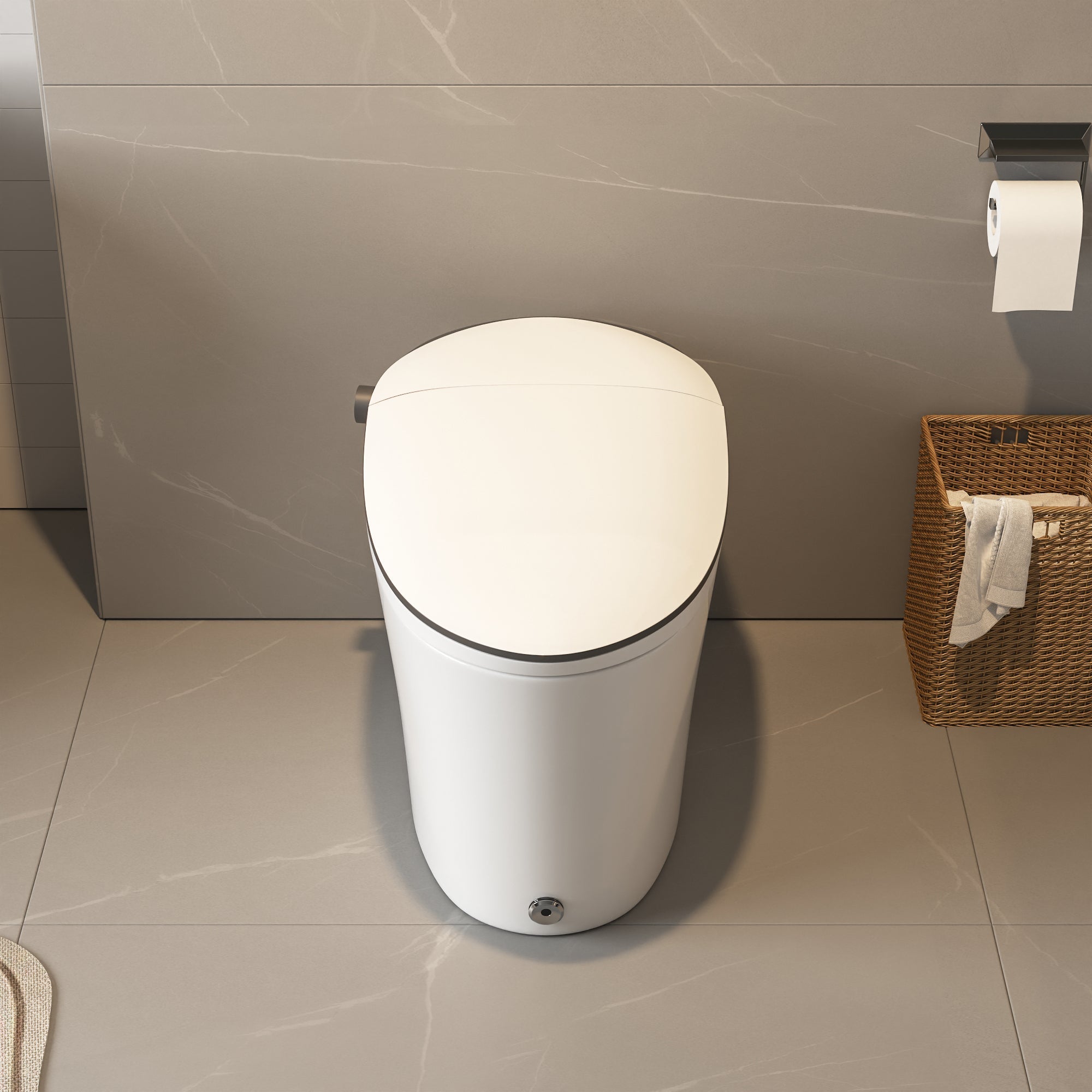 DeerValley DV-1S0019/V1/V3 Tankless Elongated Smart Toilet Quiet-Closed Heated Seat Sensor Auto, Foot Kick & Blackout Flush, Night Light