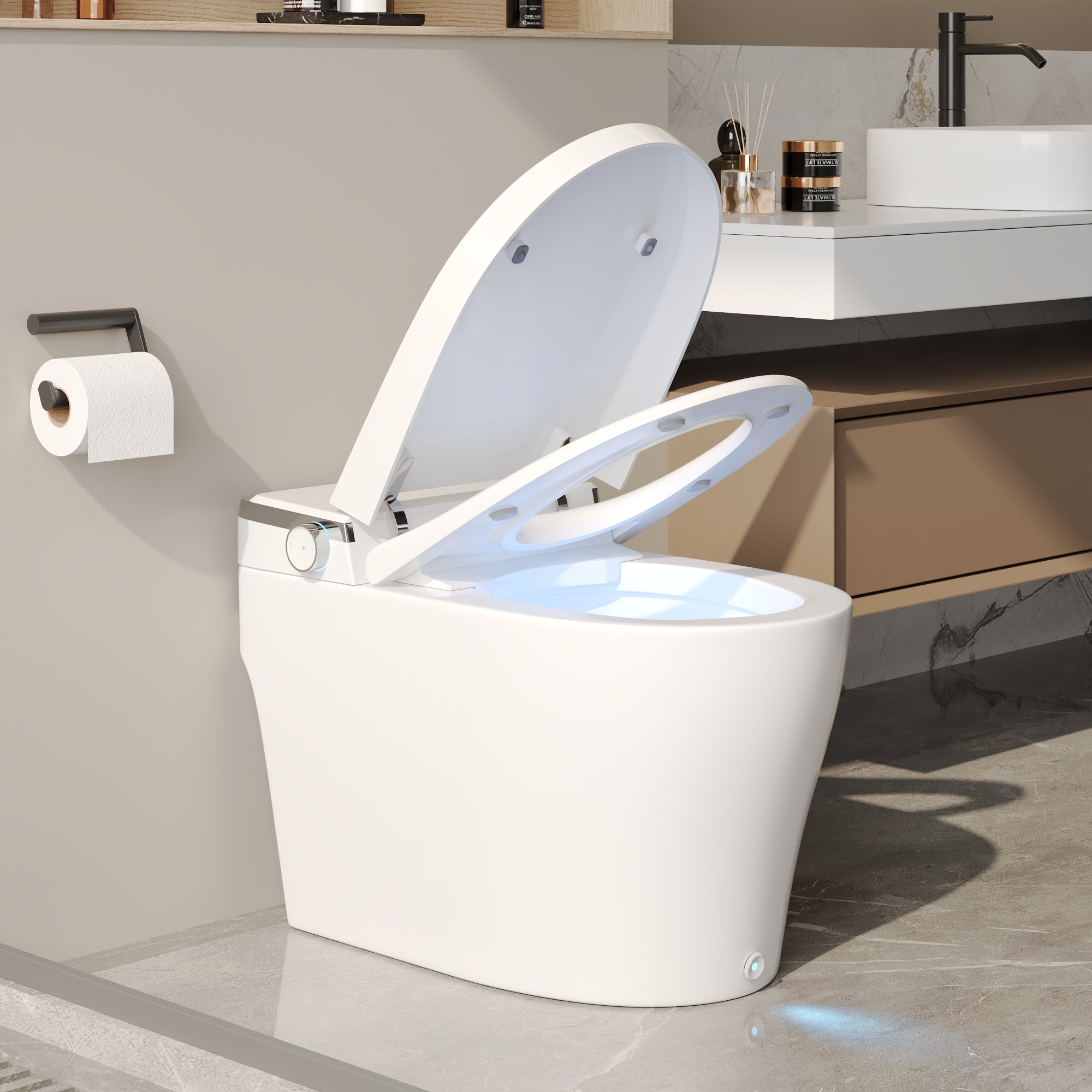 DeerValley DV-1S0029/V1/V3 Tankless Elongated Smart Toilet, One-Piece Elongated Smart Toilet with Foot Kick Flush (Seat Included)