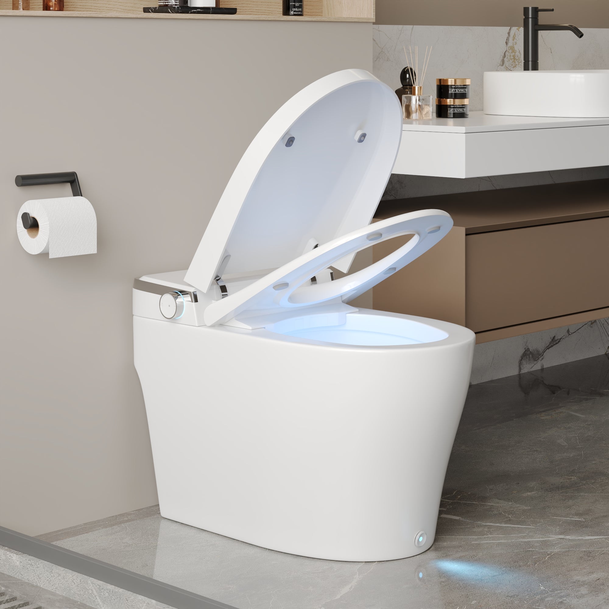 DeerValley DV-1S0029/V1/V3 Tankless Elongated Smart Toilet, One-Piece Elongated Smart Toilet with Foot Kick Flush (Seat Included)