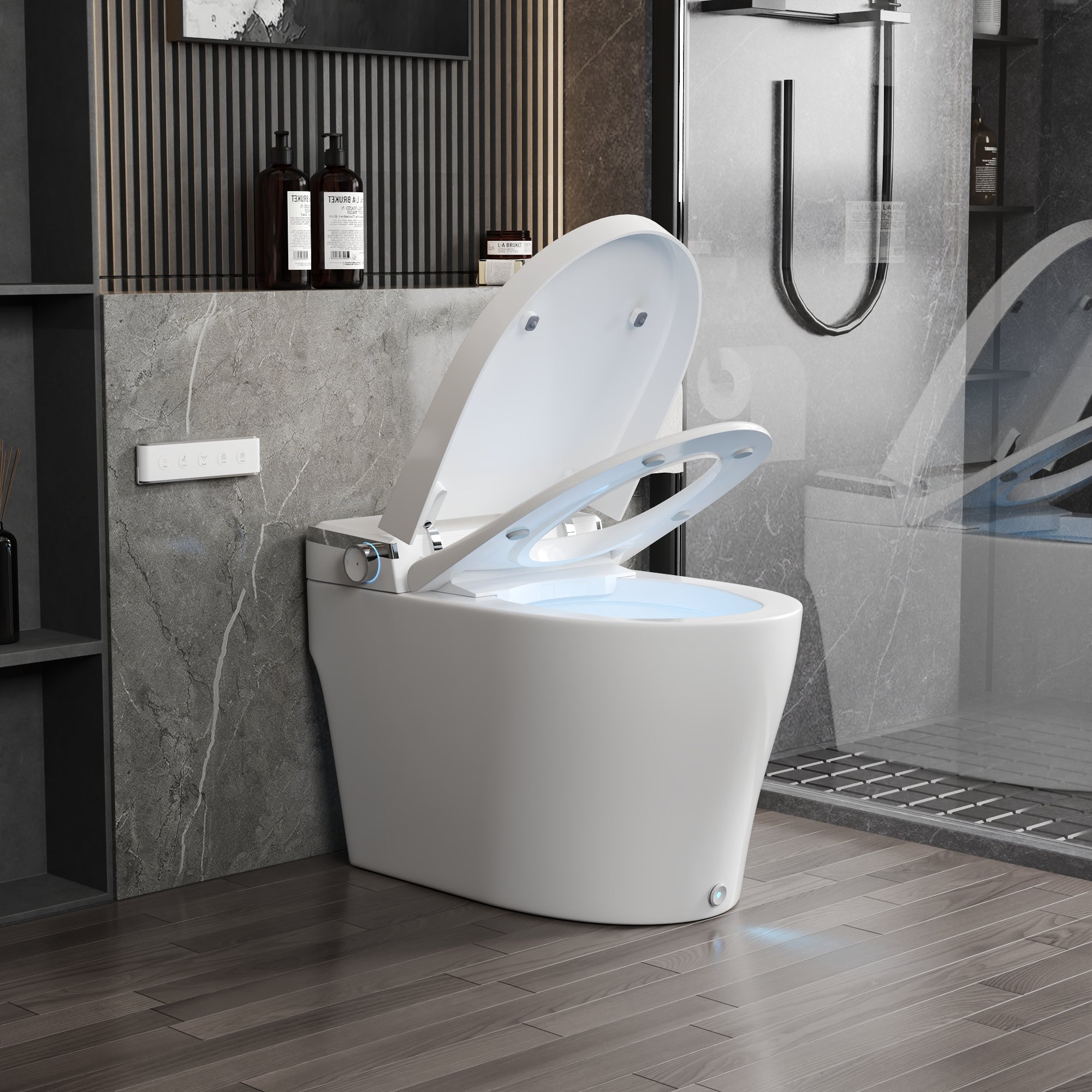 DeerValley DV-1S0290-V3 Smart Toilet Bidet, One Piece Elongated Toilet with Foam Shield, Auto Open/Close Lid, Auto Flush 1.0/1.28 GPF, ADA Comfort Height, Heated Seat, LED Display, Built-in Water Tank & Pump