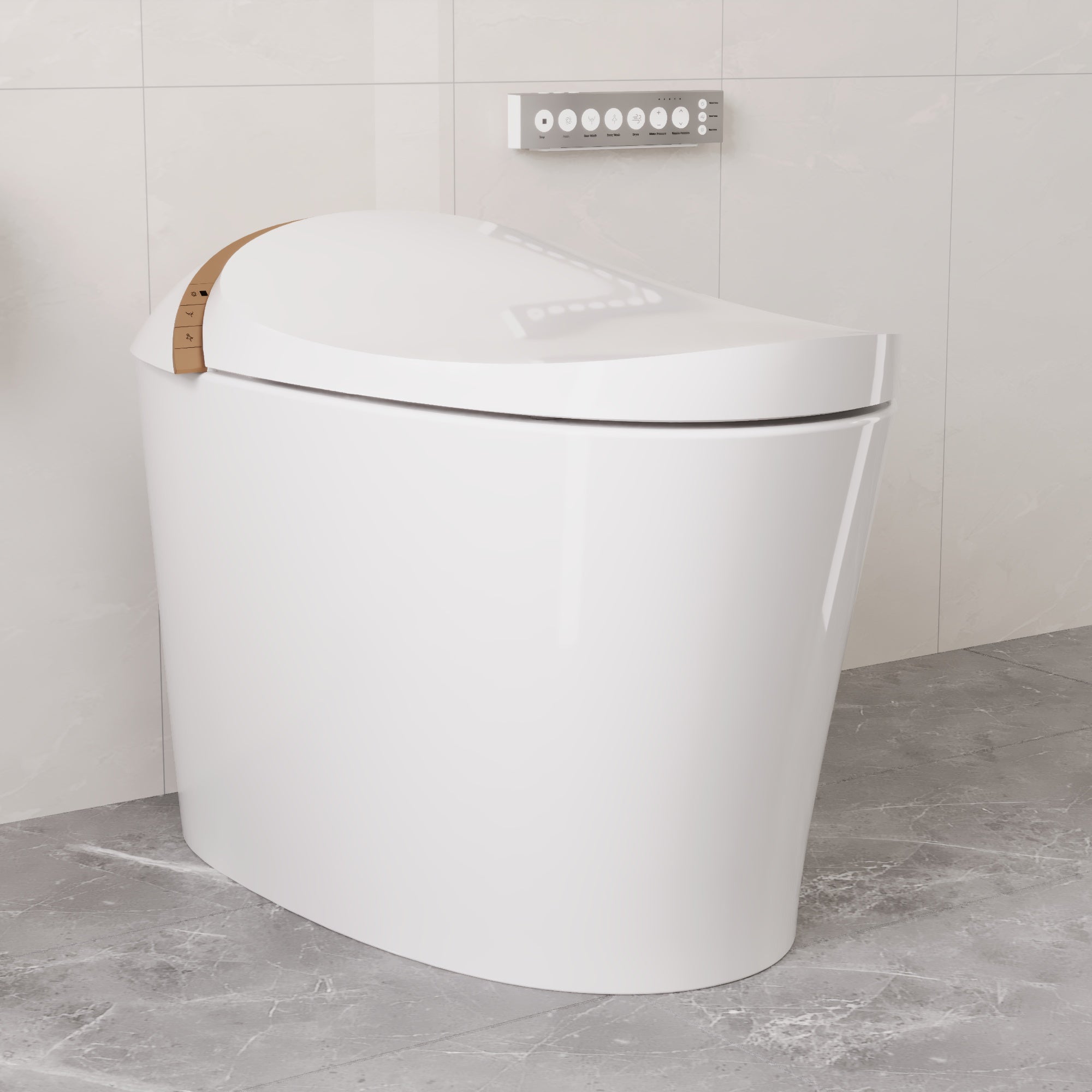 DeerValley Smart Toilet with Off-Seat Flush/Foot Sensor Flush, Automatic Tankless Toilet with Heated Seat, Warm Water Cleaning, Warm Air dryer,DV-1S0160/V1/V3