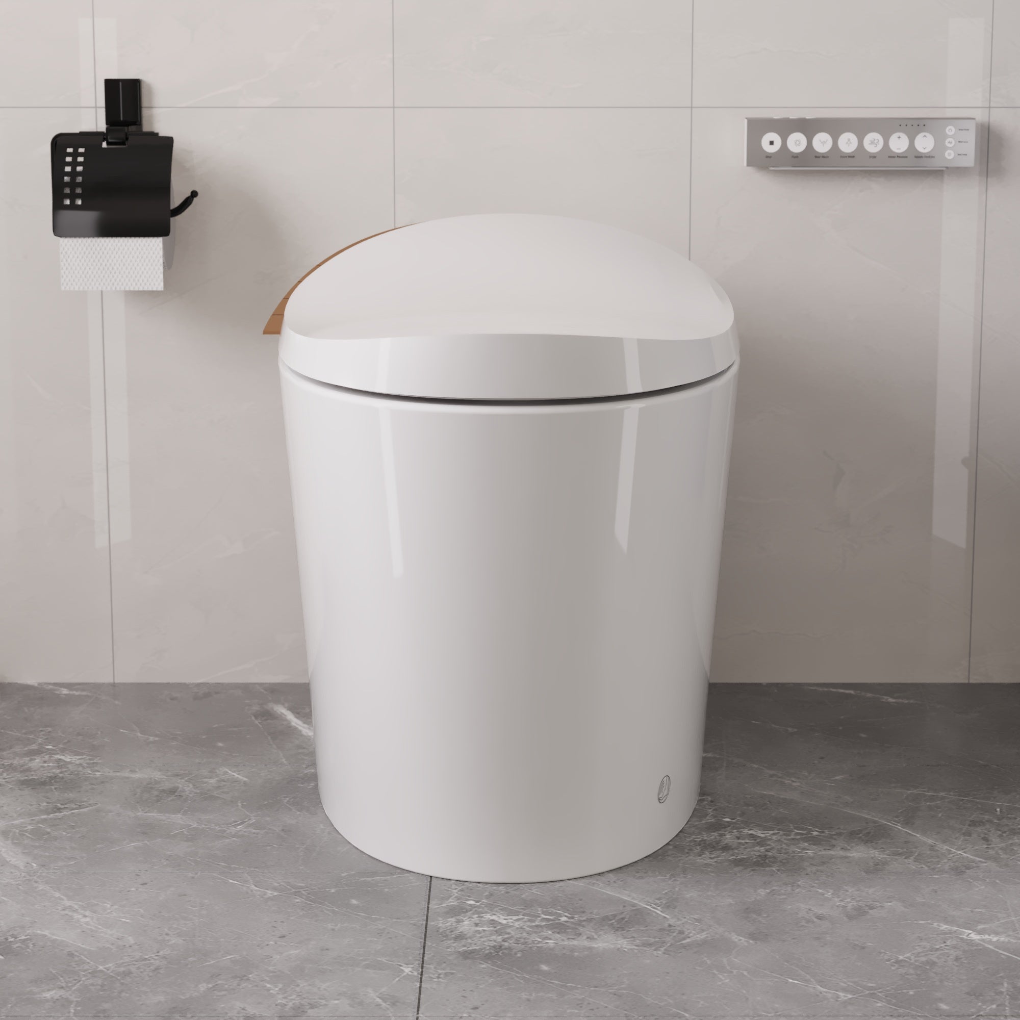 DeerValley DV-1S0160/V1/V3 Tankless Elongated Smart Toilet with Off-Seat Flush/Foot Sensor Flush, Automatic Tankless Toilet with Heated Seat, Warm Water Cleaning, Warm Air dryer