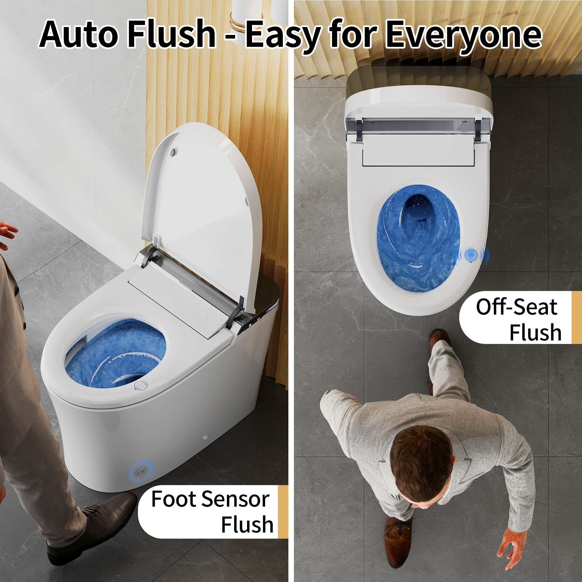 DeerValley DV-1S0290 Smart Toilet Bidet, One Piece Elongated Toilet with Foam Shield, Auto Flush 1.0/1.28 GPF, ADA Comfort Height, Heated Seat, Instant Warm Water, LED Display, Built-in Water Tank & Pump