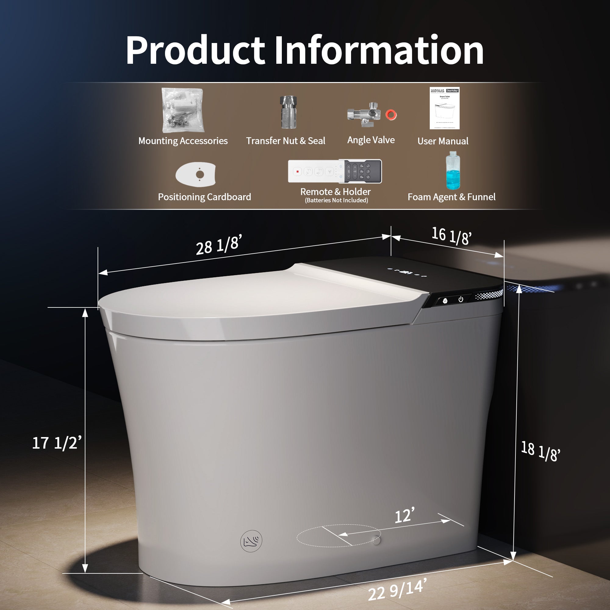 DeerValley DV-1S0290-V3 Smart Bidet Toilet with Purified Water Massage Wash & Modern Two-Tone Design