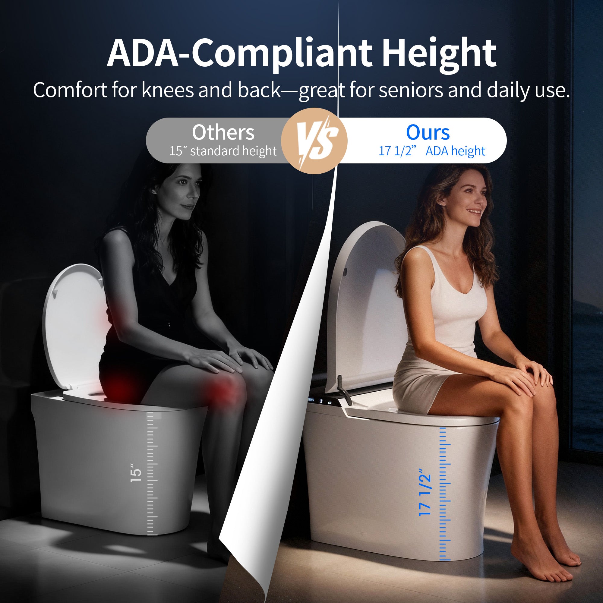 DeerValley DV-1S0290-V3 Smart Bidet Toilet with Purified Water Massage Wash & Modern Two-Tone Design