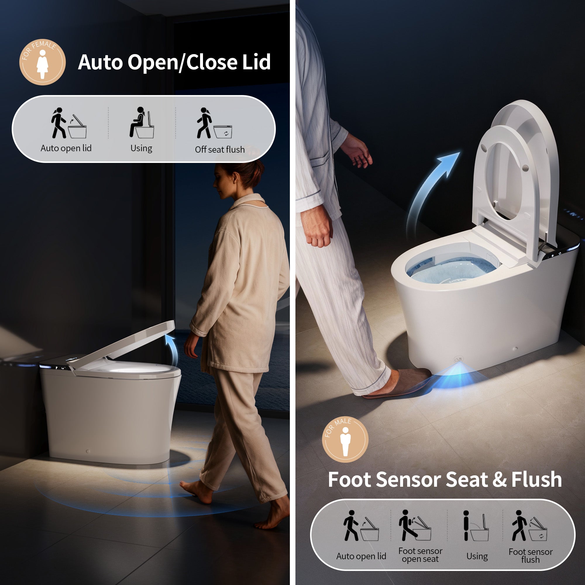 DeerValley DV-1S0290-V3 Smart Bidet Toilet with Purified Water Massage Wash & Modern Two-Tone Design