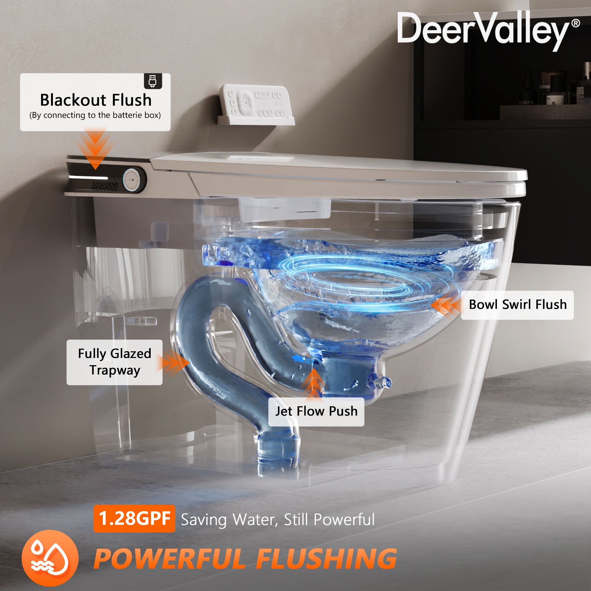 Smart Toilet Powerful Flushing