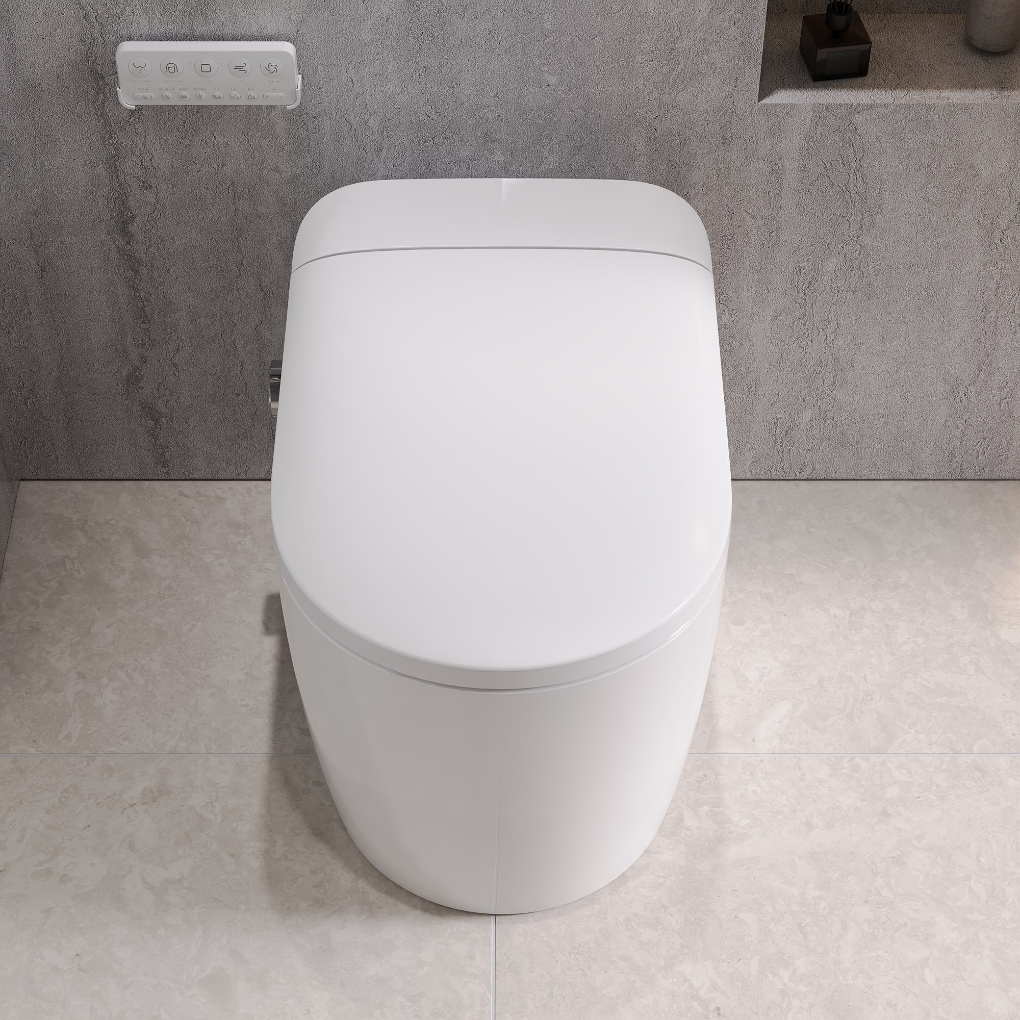 DeerValley DV-1S0381 Compact One-Piece Smart Toilet for Small Bathrooms, Dual Flush Bidet with Auto Flush, Foot Kick Flush, Heated Seat, Adjustable Water & Air Temperature, Deodorizer, Soft Night Light, and Remote Control