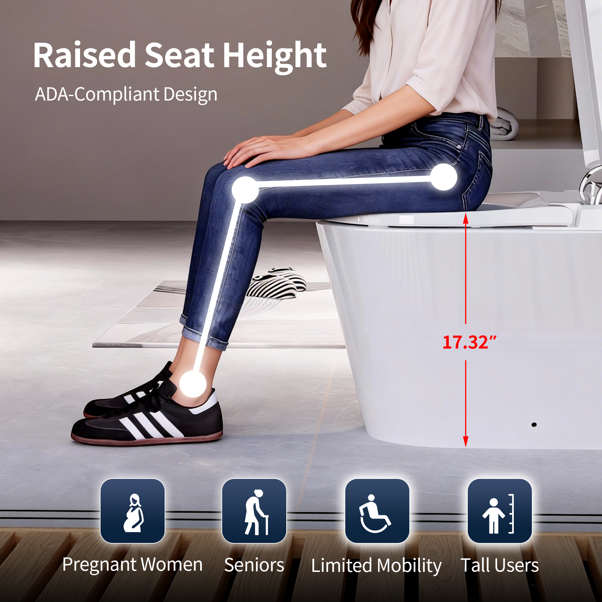 DeerValley DV-1S0442 Advanced Smart Toilet with Tank Built in, Auto Open/Close Lid, Auto Dual Flush, Foot Sensor, Auto Temp, Foam Shield, LED Display, Instant Warm Water, ADA Height Elongated Bidet Toilet