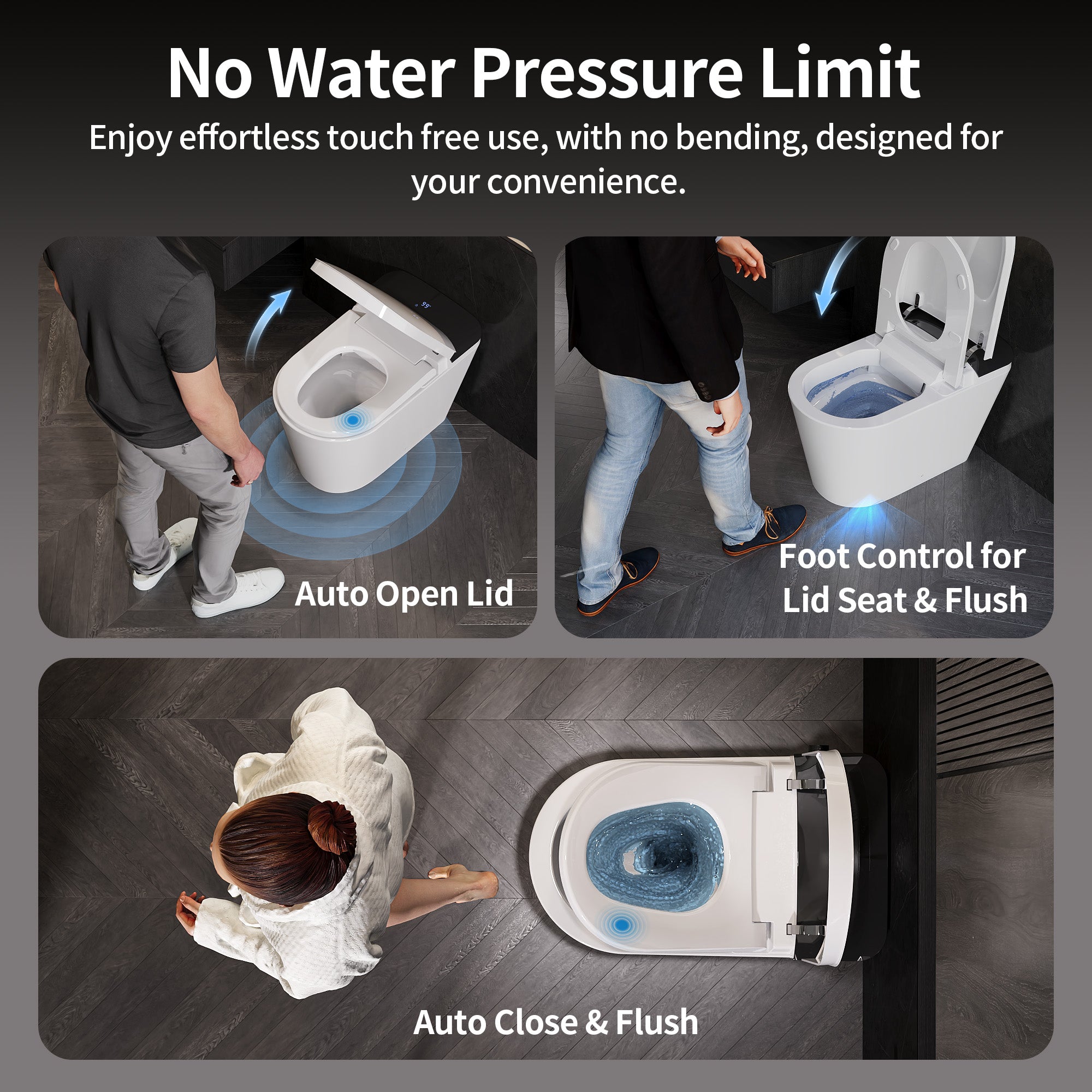 DeerValley DV-1S0442 Advanced Smart Toilet with Tank Built in, Auto Open/Close Lid, Auto Dual Flush, Foot Sensor, Auto Temp, Foam Shield, LED Display, Instant Warm Water, ADA Height Elongated Bidet Toilet