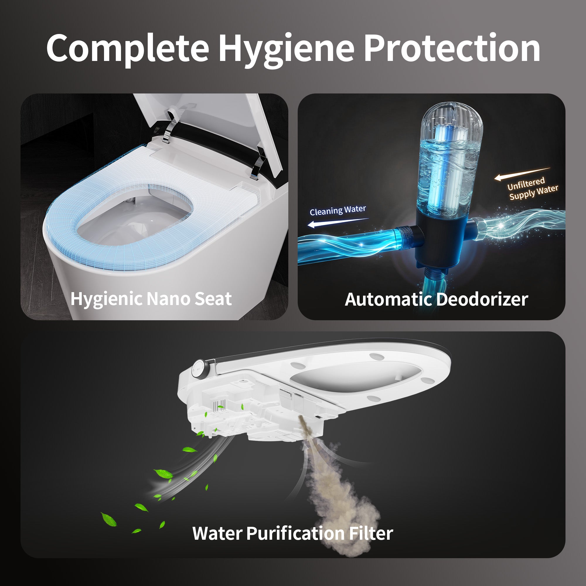 DeerValley DV-1S0442 Advanced Smart Toilet with Tank Built in, Auto Open/Close Lid, Auto Dual Flush, Foot Sensor, Auto Temp, Foam Shield, LED Display, Instant Warm Water, ADA Height Elongated Bidet Toilet