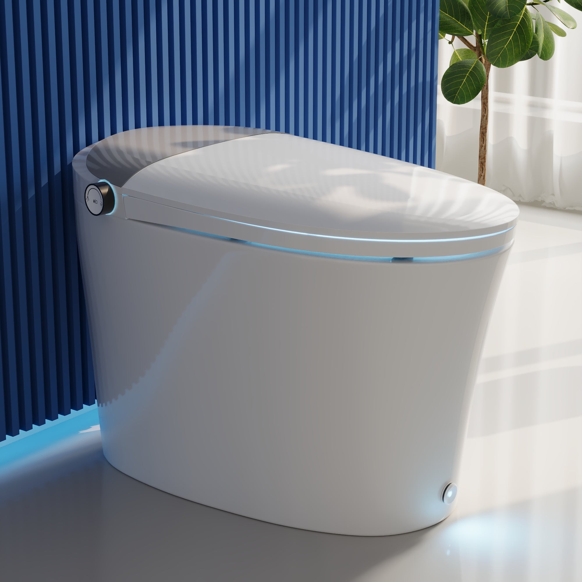 DeerValley DV-1S0019/V1/V3 Tankless Elongated Smart Toilet Quiet-Closed Heated Seat Sensor Auto, Foot Kick & Blackout Flush, Night Light