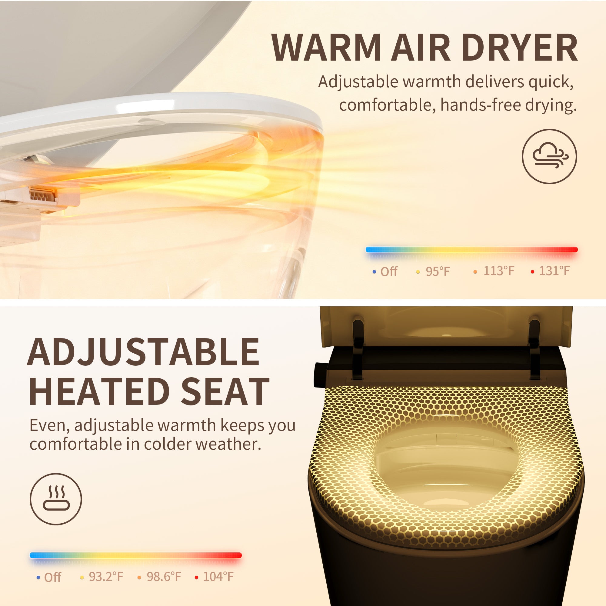 DeerValley DV-1S0459 Smart Toilet with Bidet, MaP 1000g Flush, ADA Height, Heated Seat & Warm Air Dryer, Auto Flush & Foot Sensor, Blackout Flush, Night Light, Modern Elongated Tankless Toilet