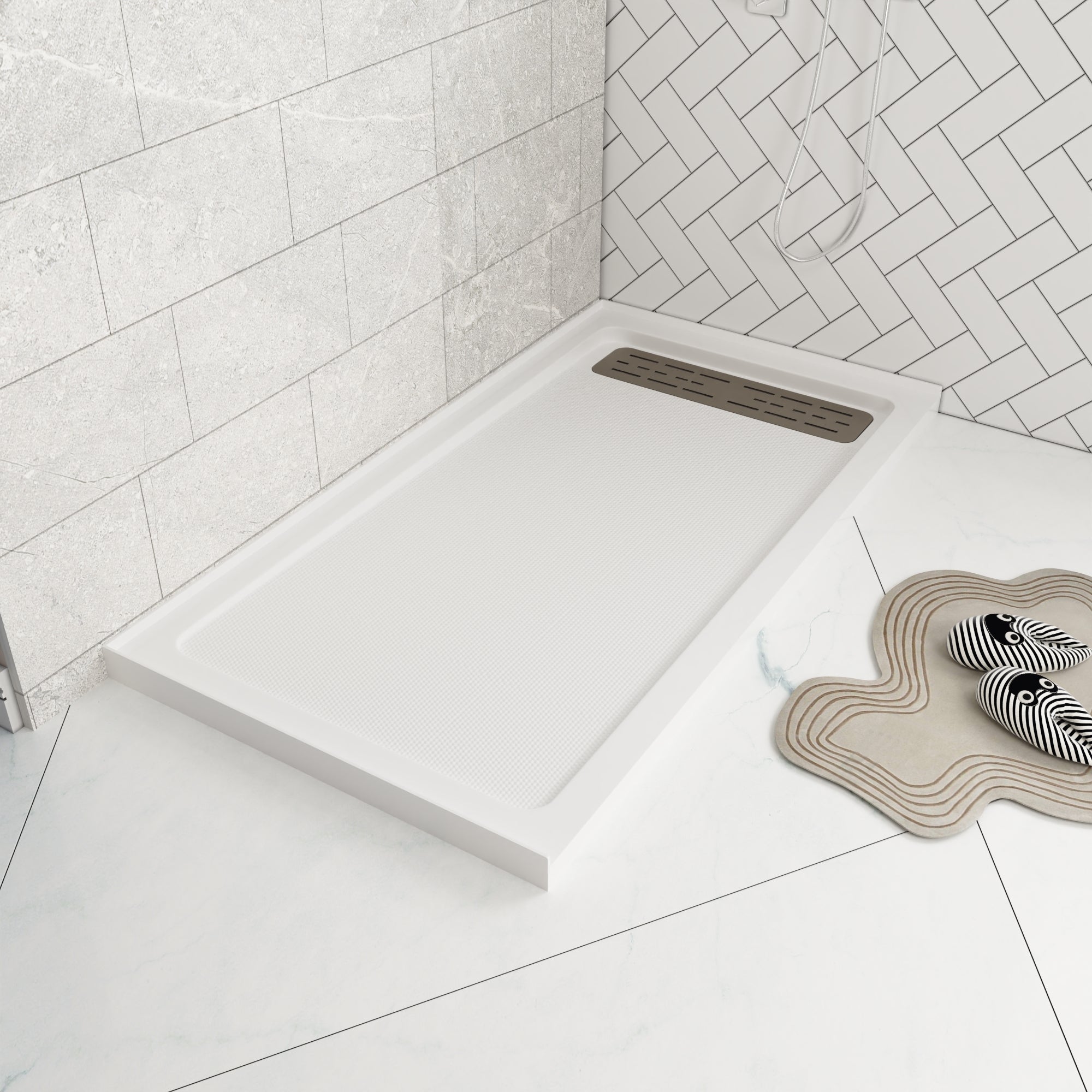 60"L x 32"W Rectangular Shower Base, Stain Resistant With Multiple Types