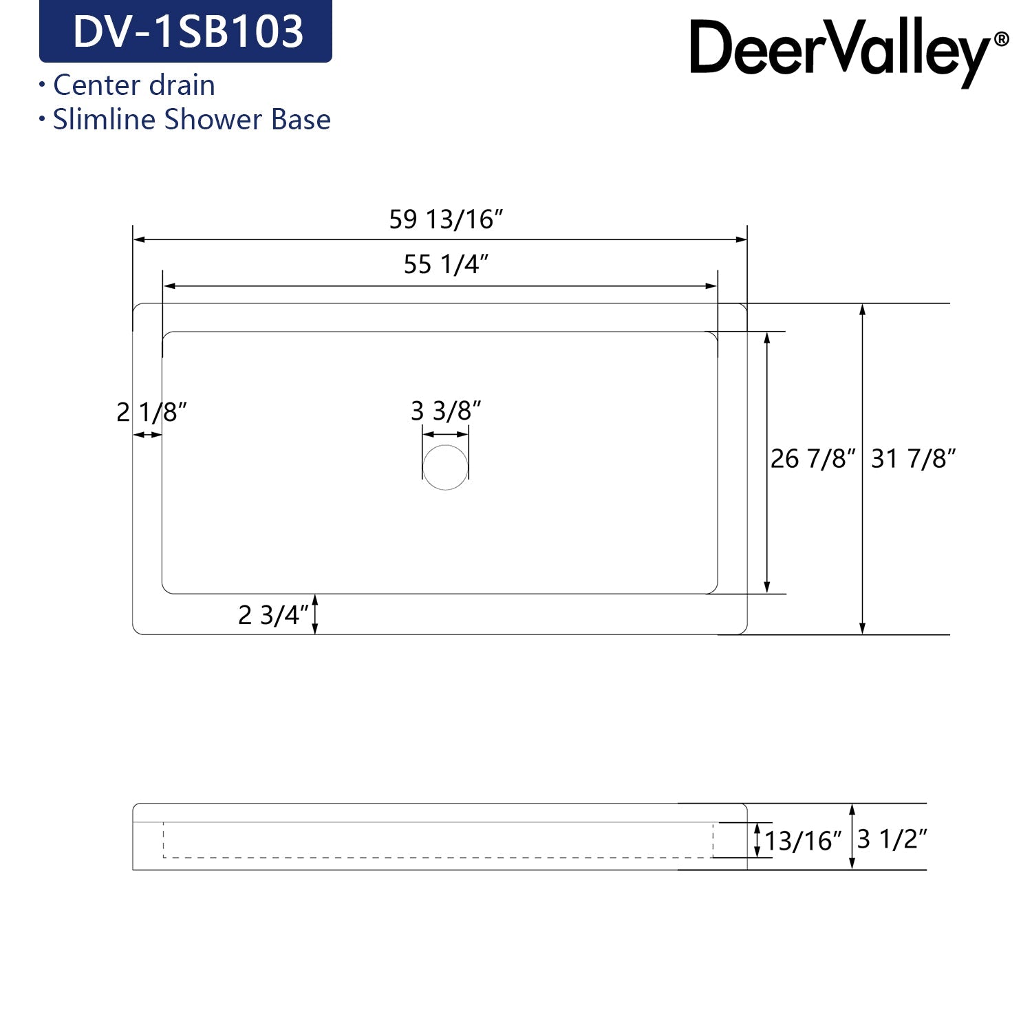60"L Rectangle Shower Base, Non-slip Design With Multiple Sizes