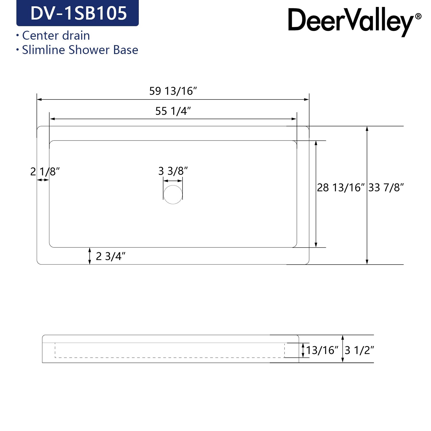 60"L Rectangle Shower Base, Non-slip Design With Multiple Sizes