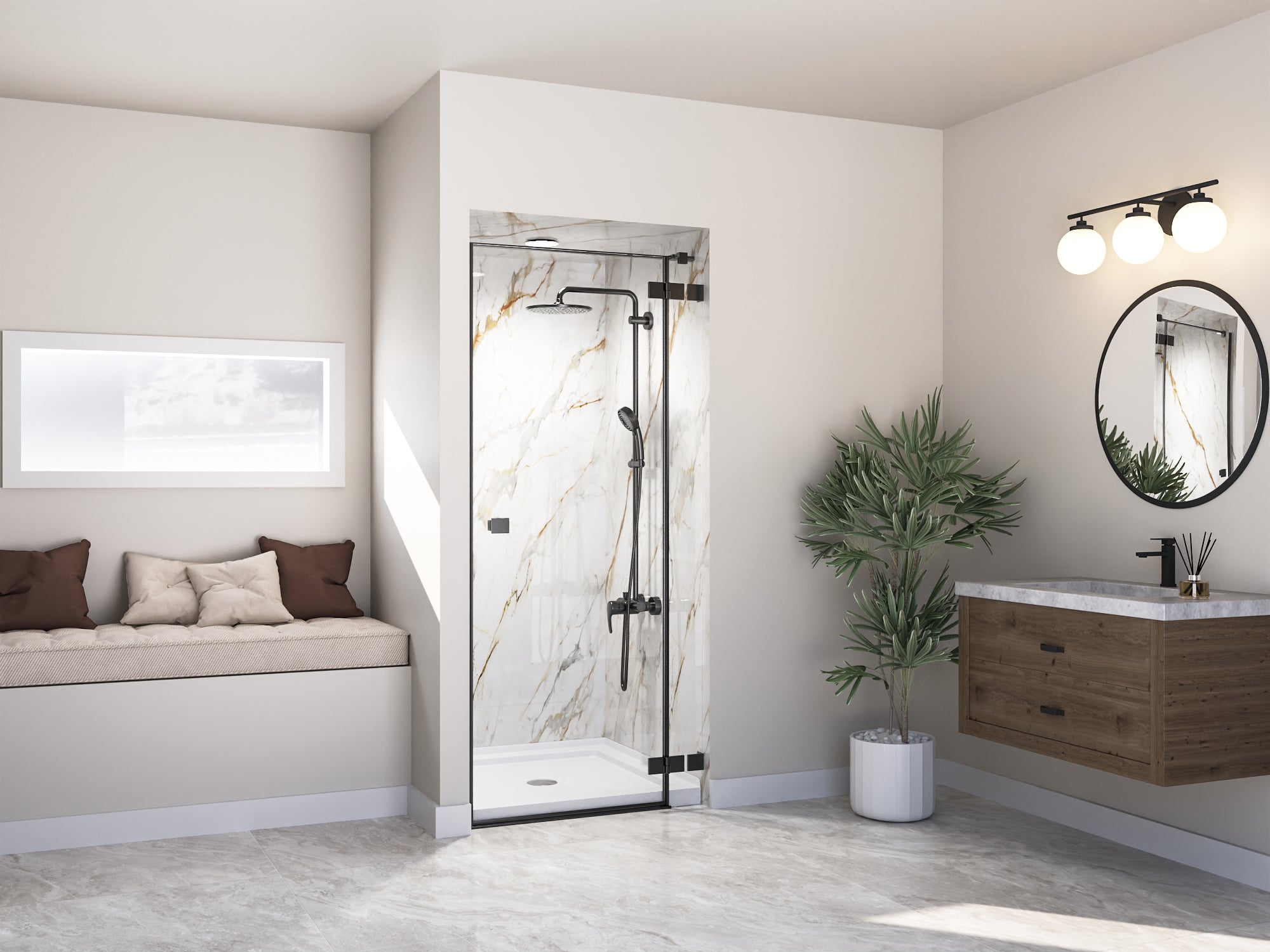 35" L x 35" W Square Shower Base, Non-slip Design