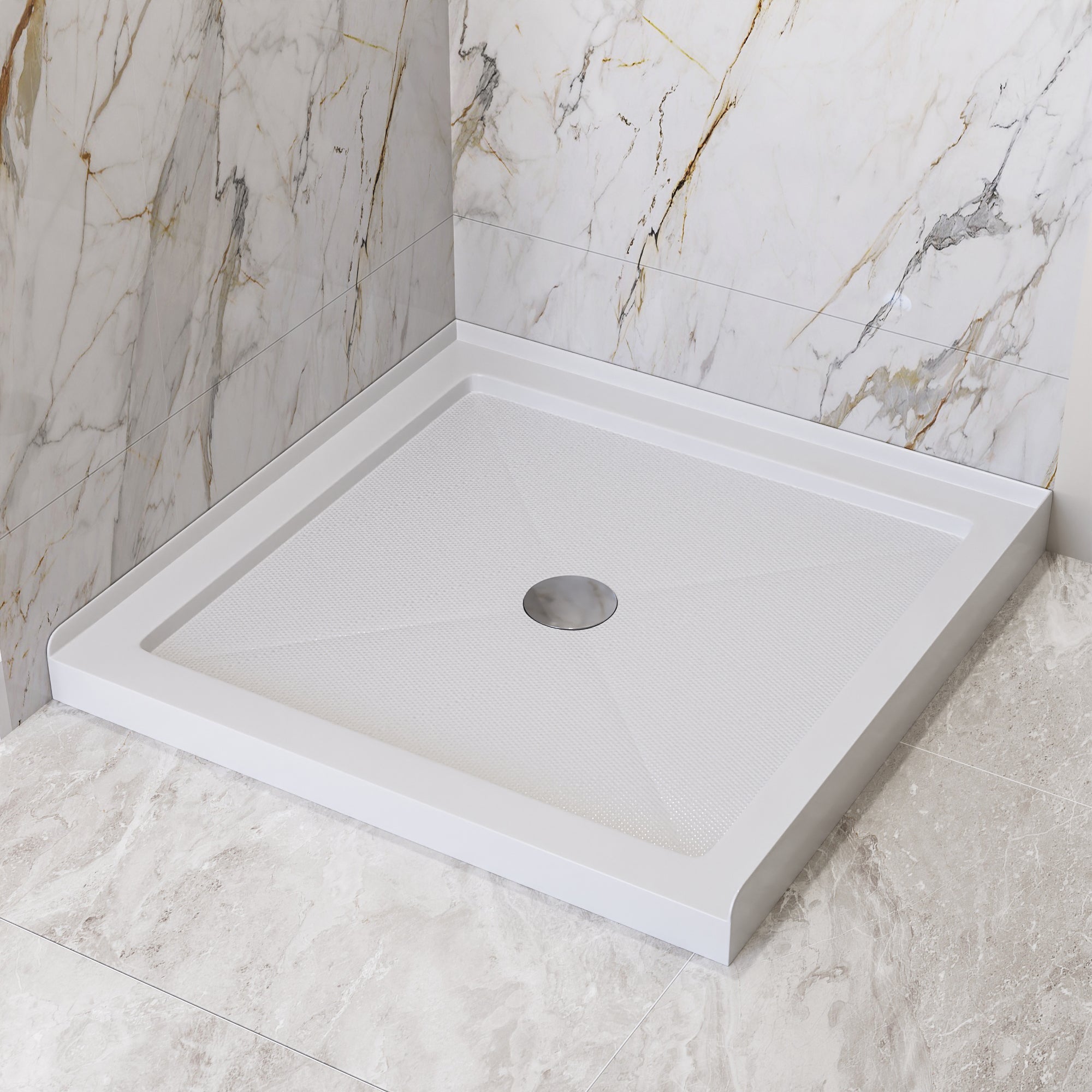 35" L x 35" W Square Shower Base, Non-slip Design
