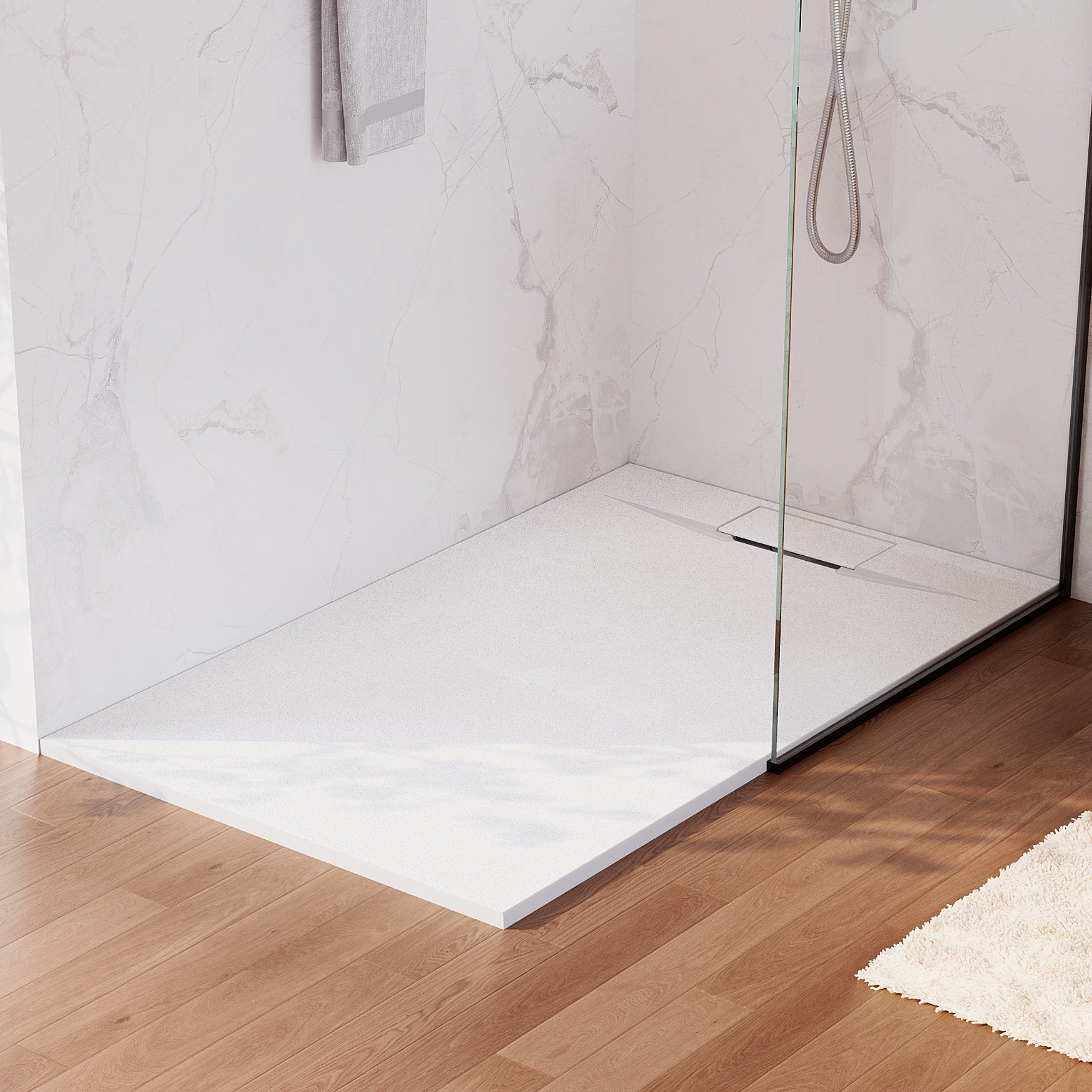 DeerValley DV-1SB0483/DV-1SB0485 60" x 36"/48" x 32" Zero Threshold Shower Base Seamless Entry, Modern Living