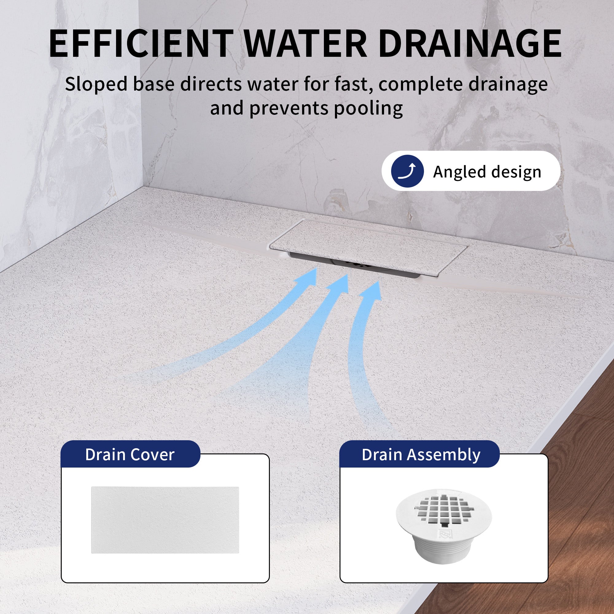 DeerValley DV-1SB0483/DV-1SB0485 60" x 36"/48" x 32" Zero Threshold Shower Base Seamless Entry, Modern Living