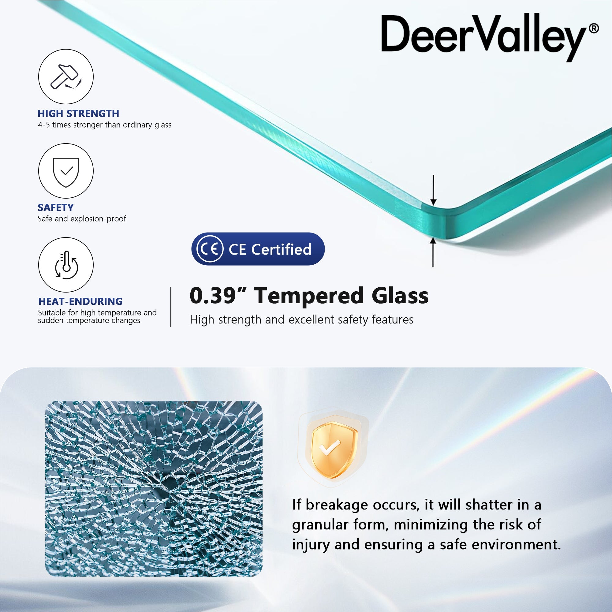 ALLY 36"x 78" Single Fixed Glass Panel for Shower, Thick Frameless Tempered Safety Glass & Fixed Panel with Hardware