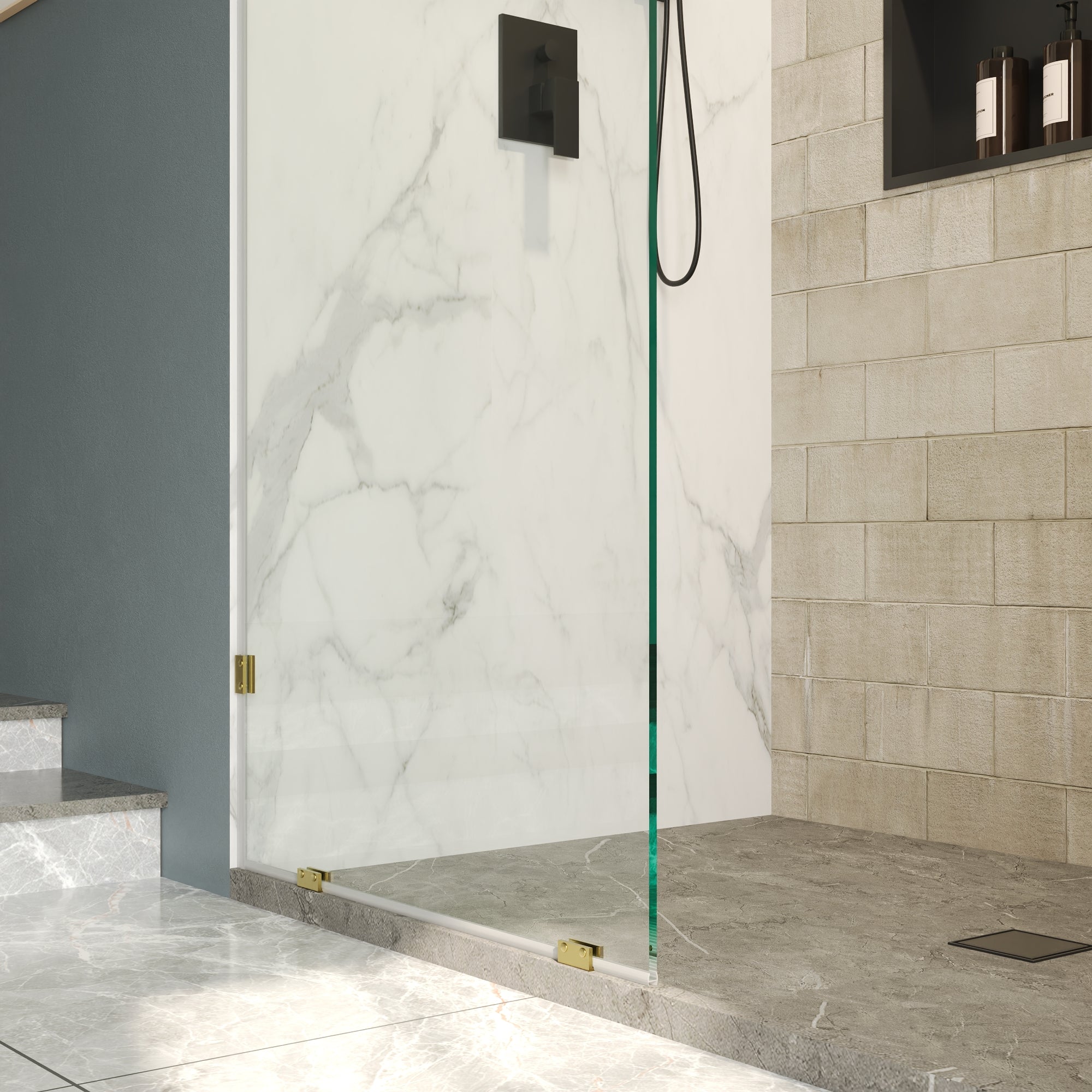 ALLY 32"x 78" Single Fixed Glass Panel for Shower, Thick Frameless Tempered Safety Glass Shower Door & Fixed Panel with Hardware