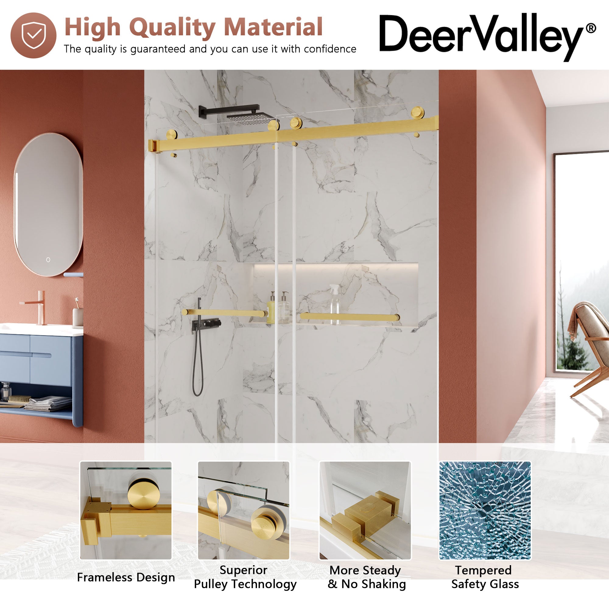 CONCORD 60"x 76" Shower Enclosure Double Sliding Frameless