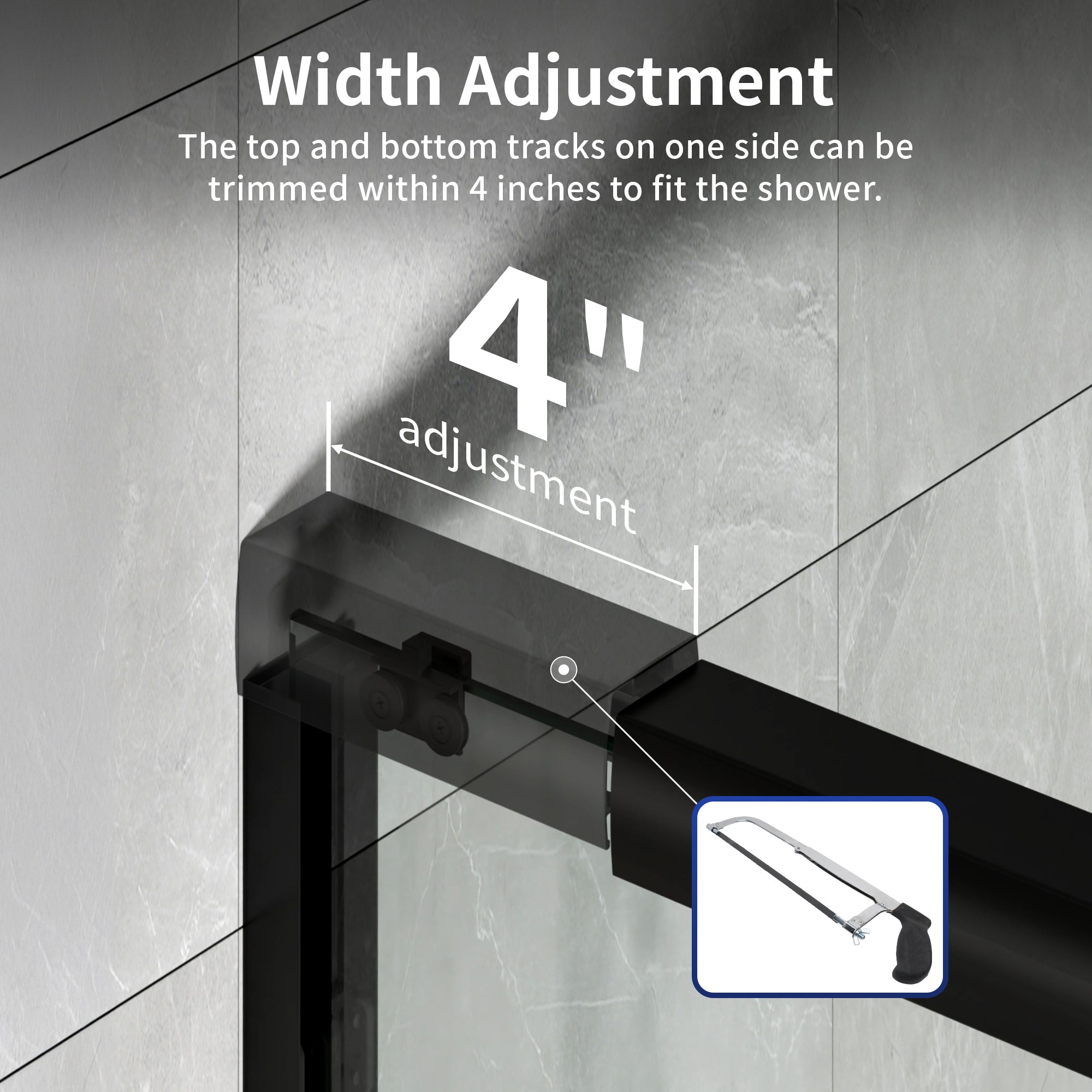 DeerValley DV-1SD0412B06 56" - 60" W x 60" H Framed Double Sliding Tub Door, Bypass Sliding Bathtub Shower Door with 1/4" Clear Tempered Glass, Aluminum Frame with Stainless Steel Towel Bar, Matte Black