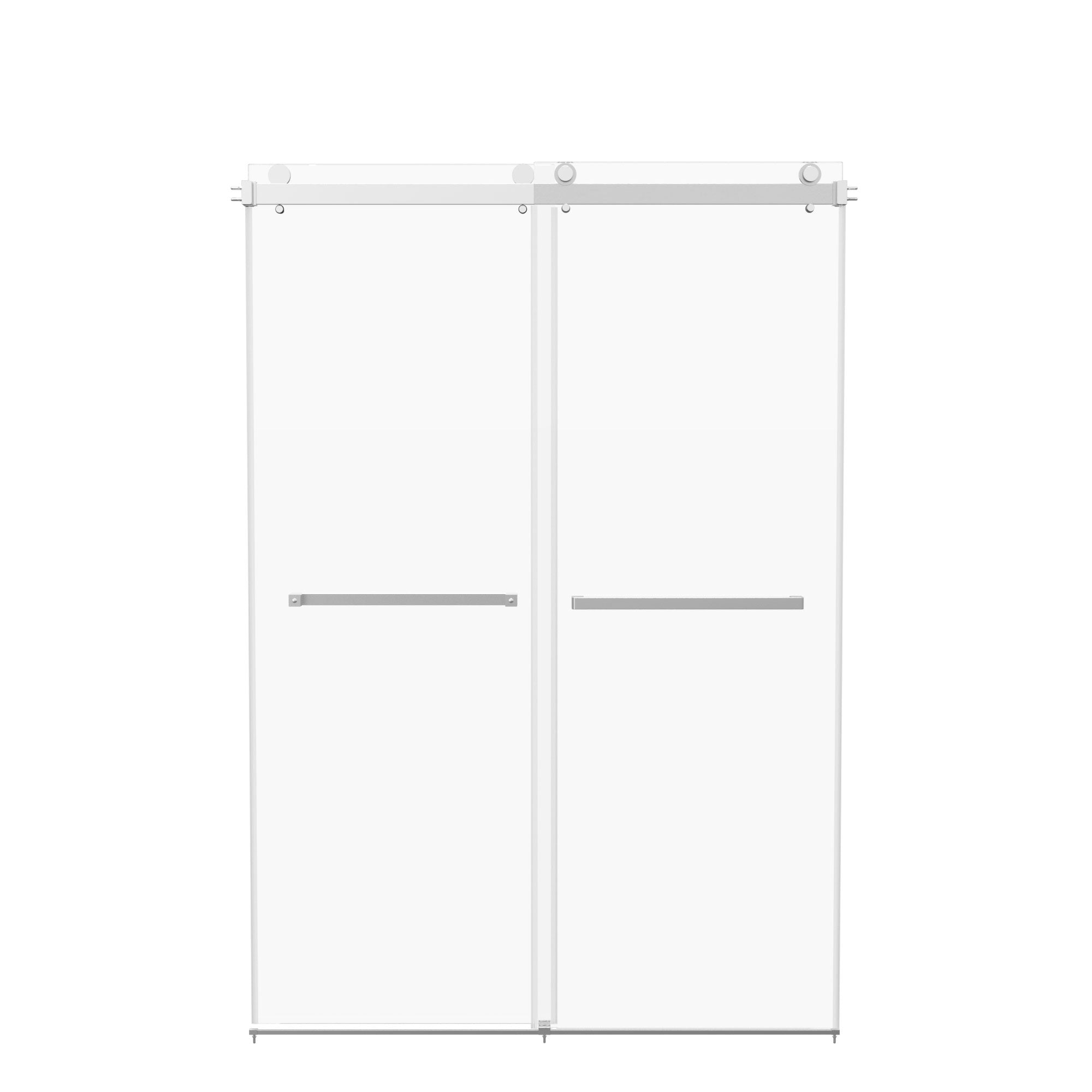 76×48" Frameless Dual-Sliding Shower Door with 5/16" Tempered Glass, 304 Stainless Steel Hardware, Anti-Jump Rollers, Dual Seals, 3-Color Options