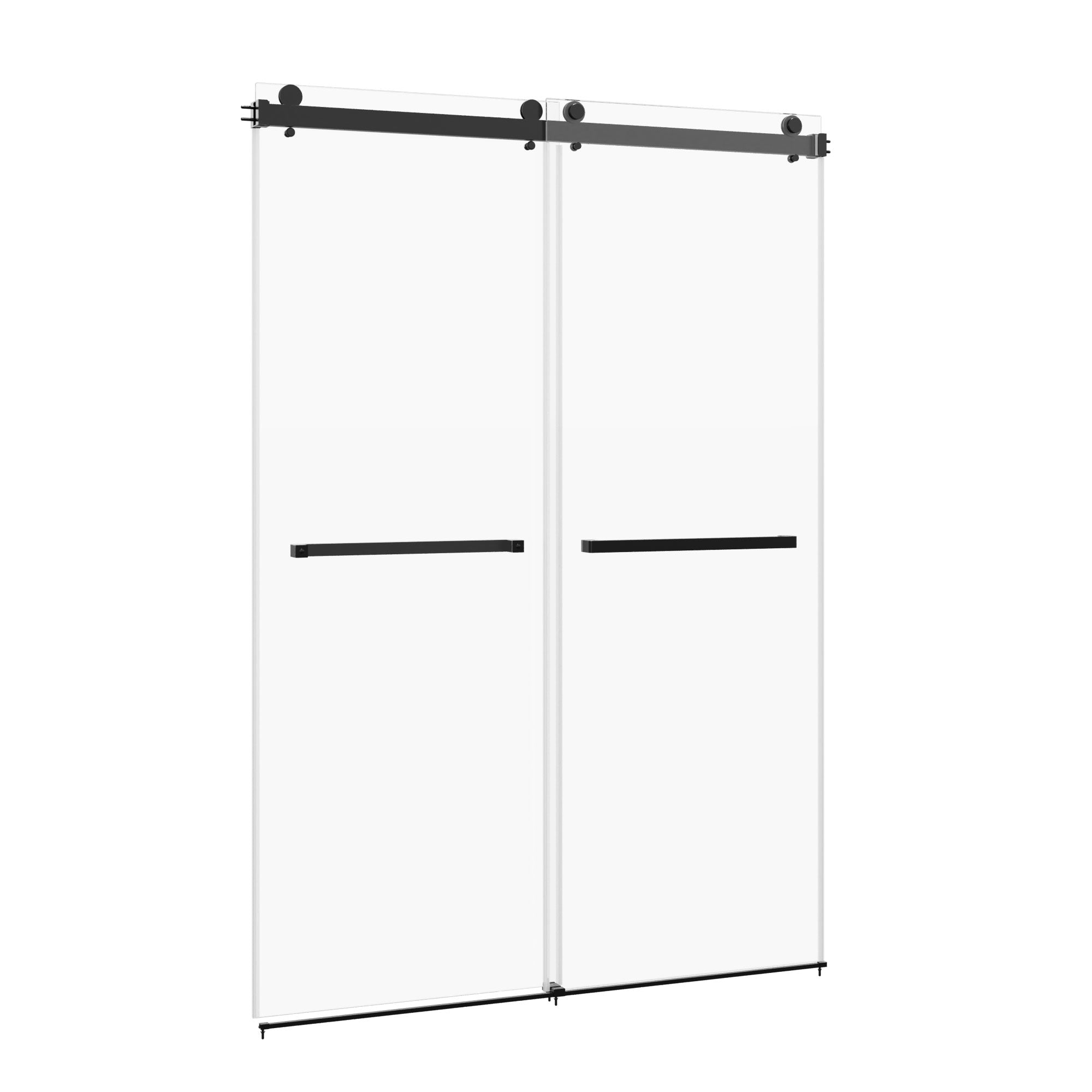 76×48" Frameless Dual-Sliding Shower Door with 5/16" Tempered Glass, 304 Stainless Steel Hardware, Anti-Jump Rollers, Dual Seals, 3-Color Options