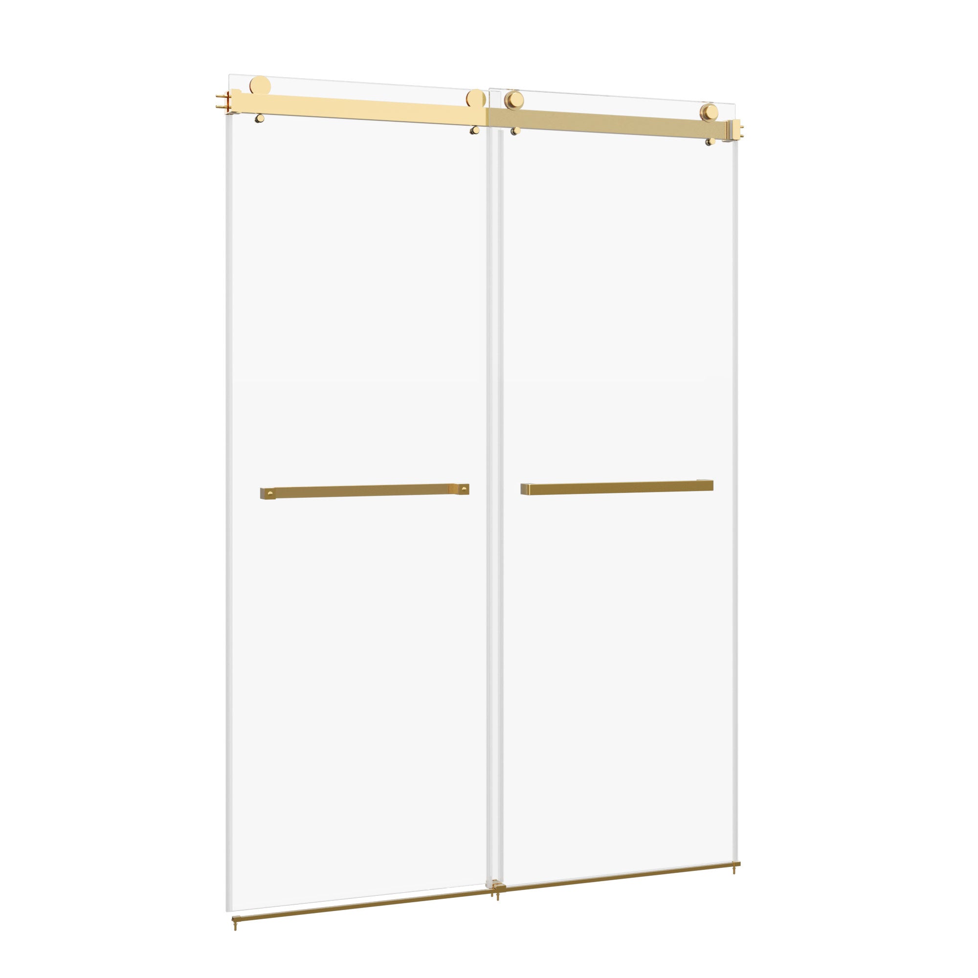 76×48" Frameless Dual-Sliding Shower Door with 5/16" Tempered Glass, 304 Stainless Steel Hardware, Anti-Jump Rollers, Dual Seals, 3-Color Options