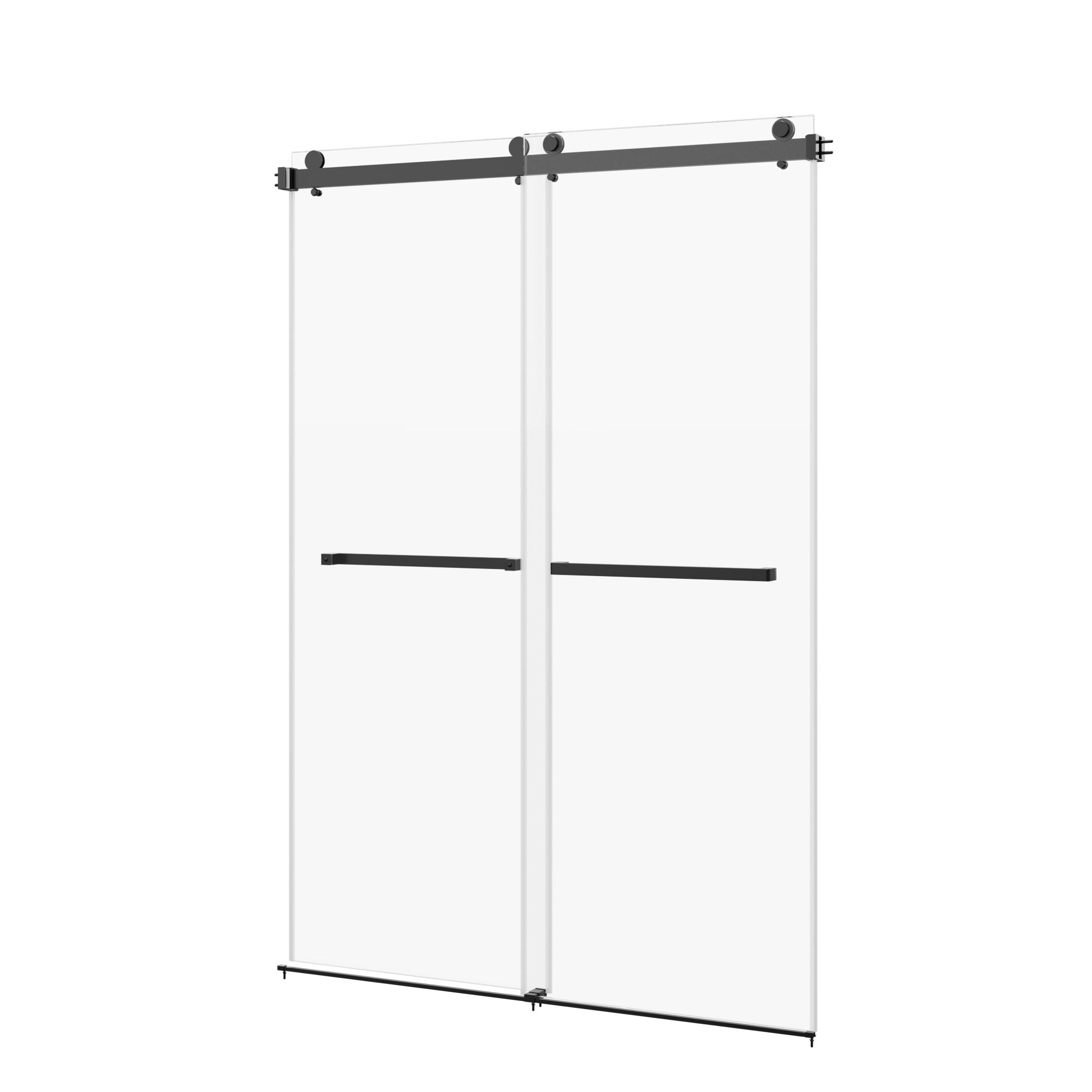 76×48" Frameless Dual-Sliding Shower Door with 5/16" Tempered Glass, 304 Stainless Steel Hardware, Anti-Jump Rollers, Dual Seals, 3-Color Options