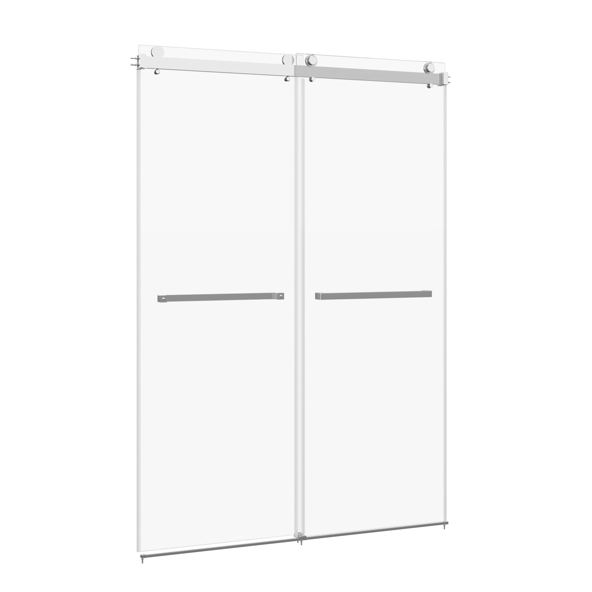 76×48" Frameless Dual-Sliding Shower Door with 5/16" Tempered Glass, 304 Stainless Steel Hardware, Anti-Jump Rollers, Dual Seals, 3-Color Options