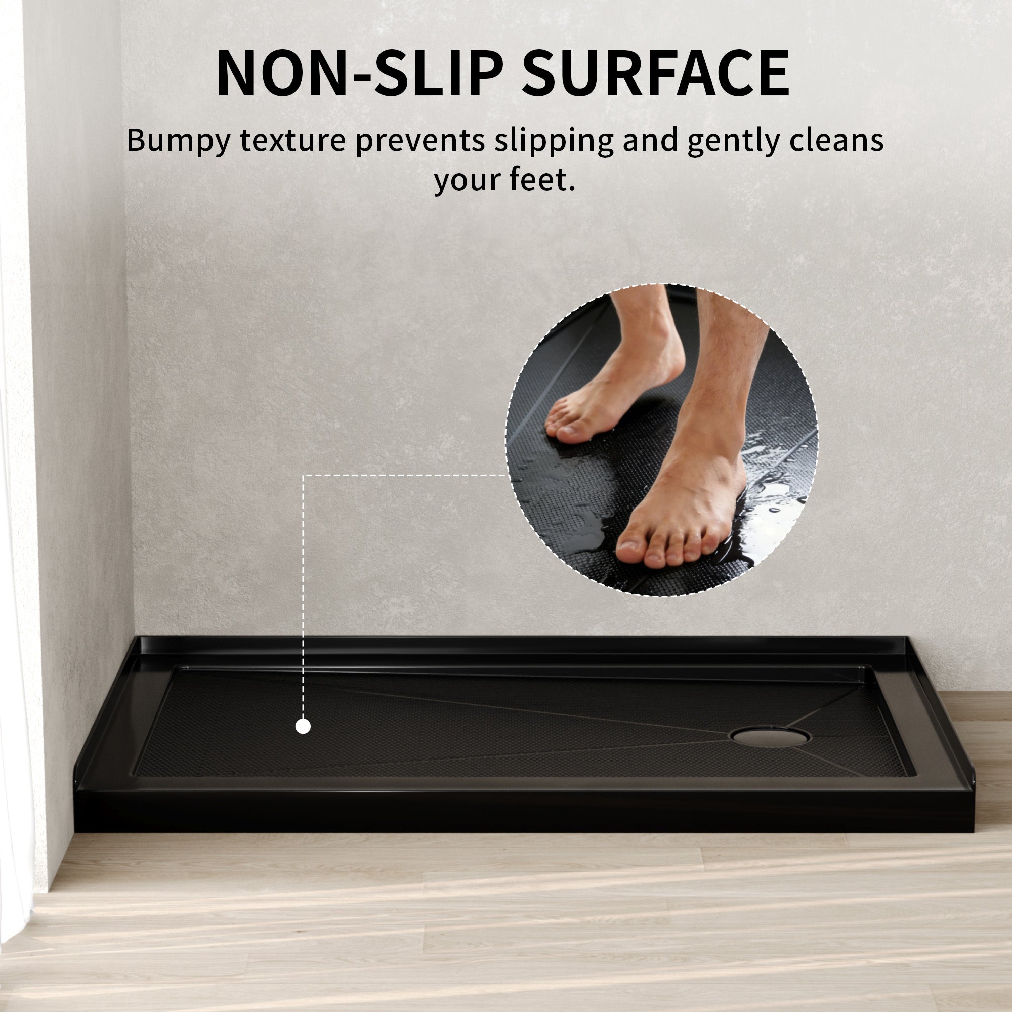 DeerValley DV-1SB0107 Shower Bases, 2-4‰ Sloped Drainage & 3-Sided Flange,Non-slip Design With Multiple Sizes