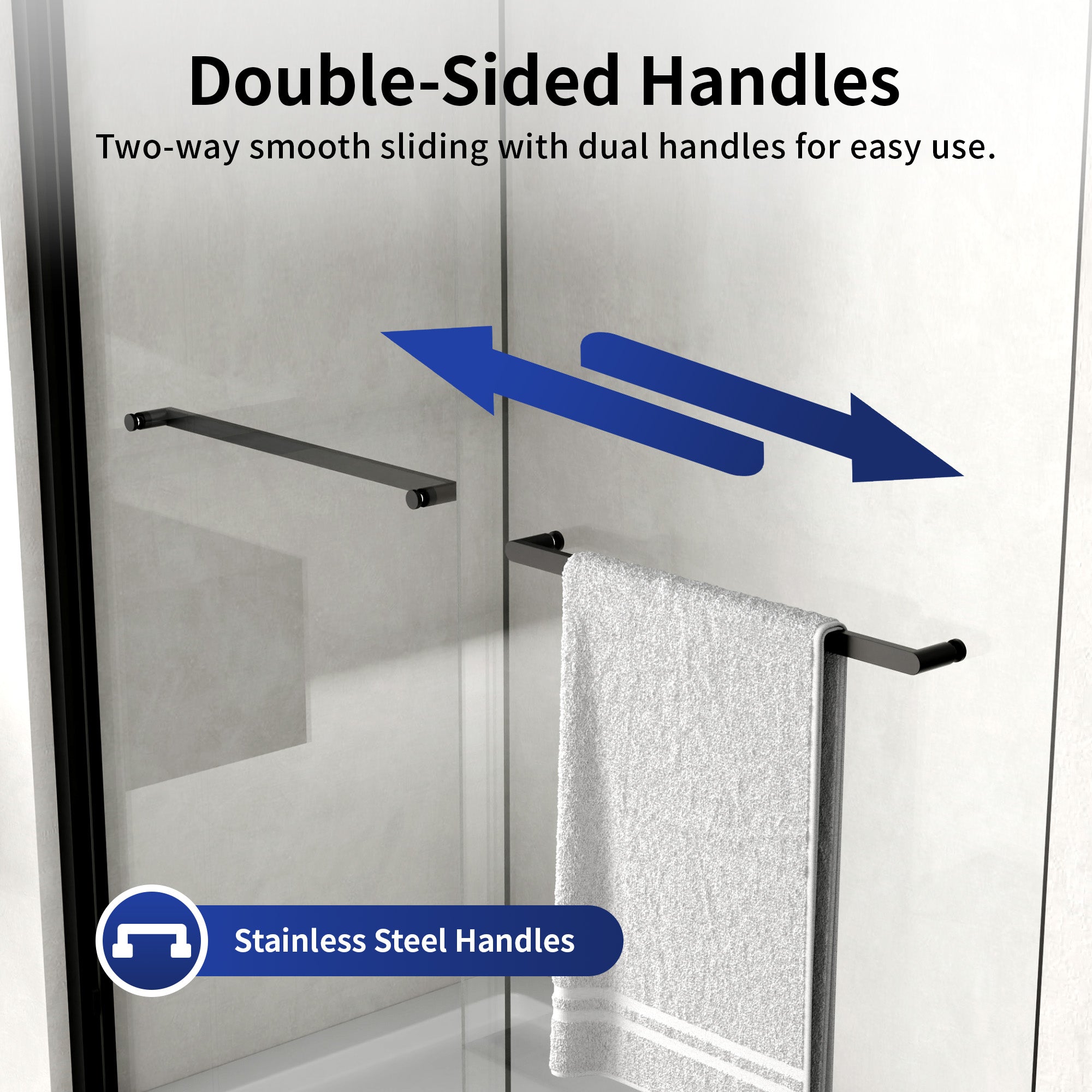 DeerValley DV-1SD0460B06 56–60" W x 72" H Double Sliding Shower Door for Walk-In Showers, Framed Bypass Door with Easy-Clean 1/4" (6mm) Tempered Glass, Durable Aluminum Frame, Matte Black